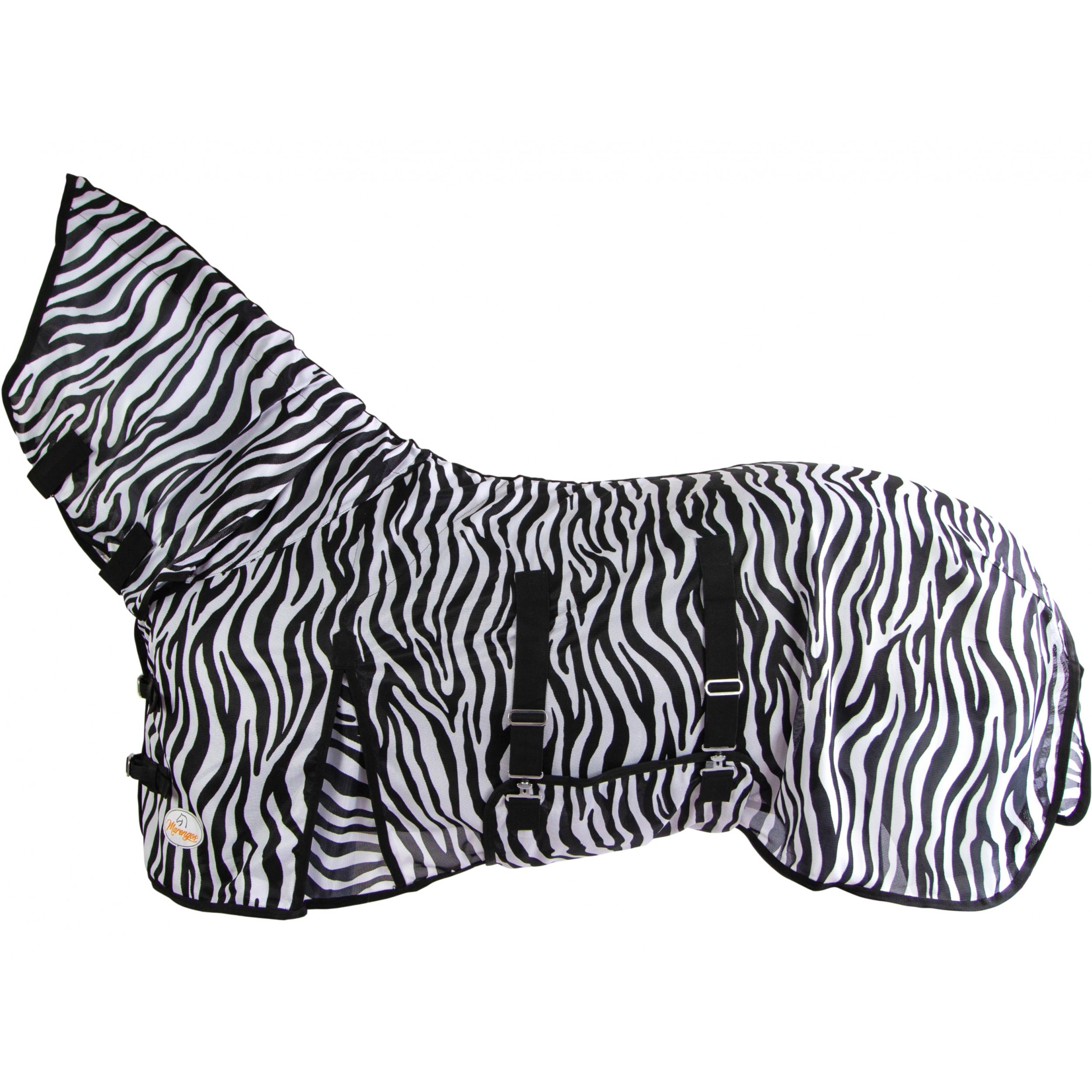 Fliegendecke mit Halsteil und Bauchlatz reißfest ZEBRA schwarz/weiß