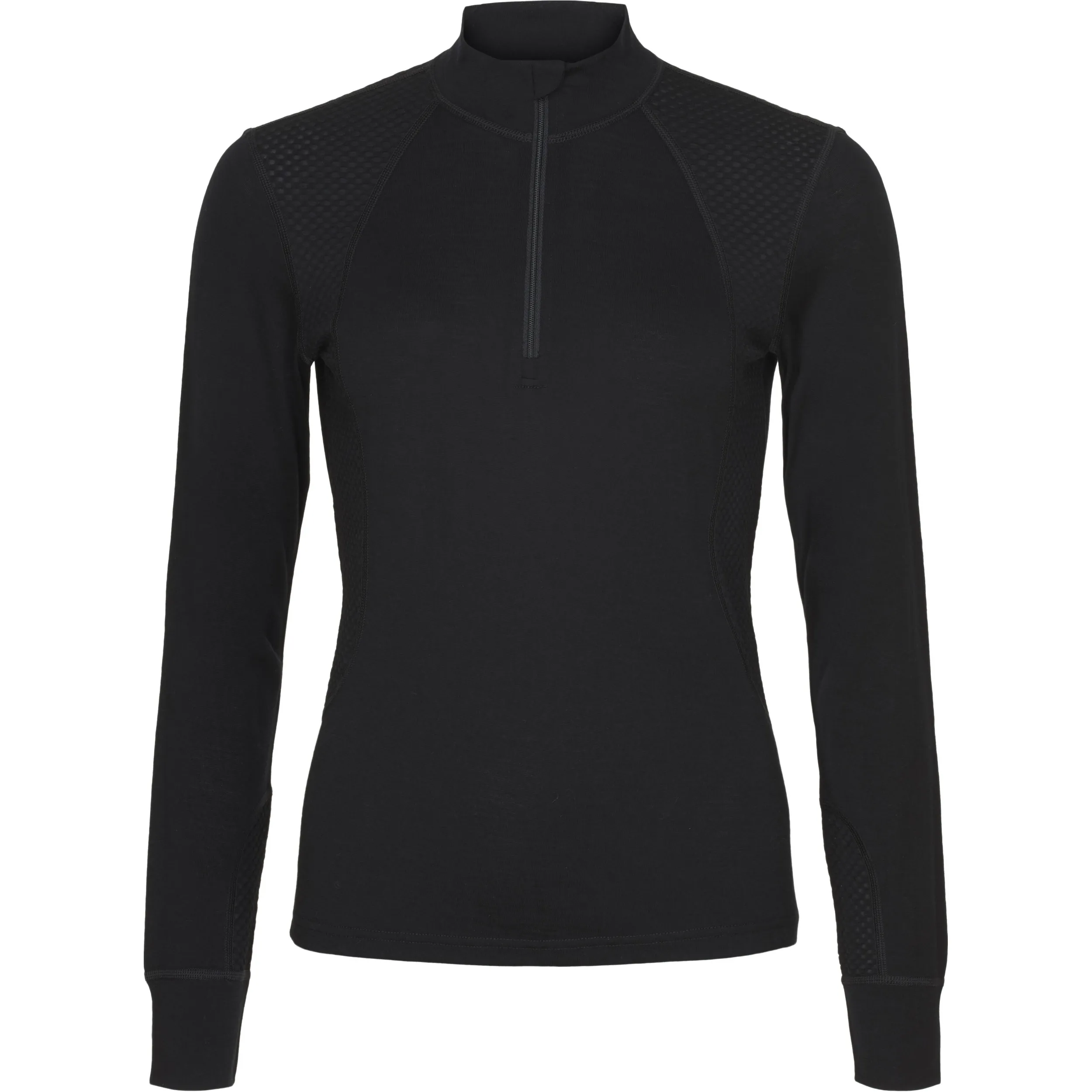 Damen Langarmshirt Half-Zip MADELEINE Merino schwarz