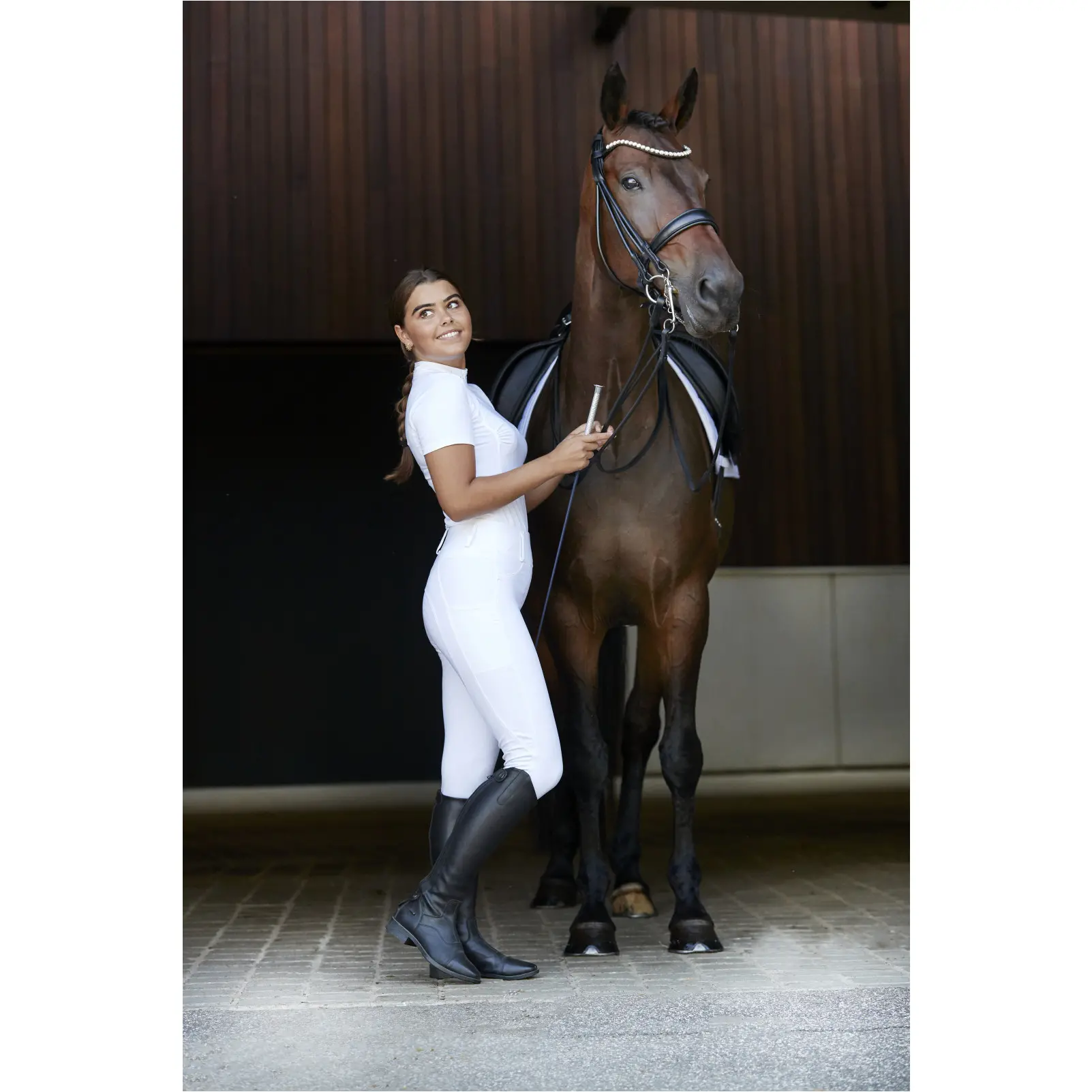 Damen Reitleggings Silikon Vollbesatz KALEA weiß