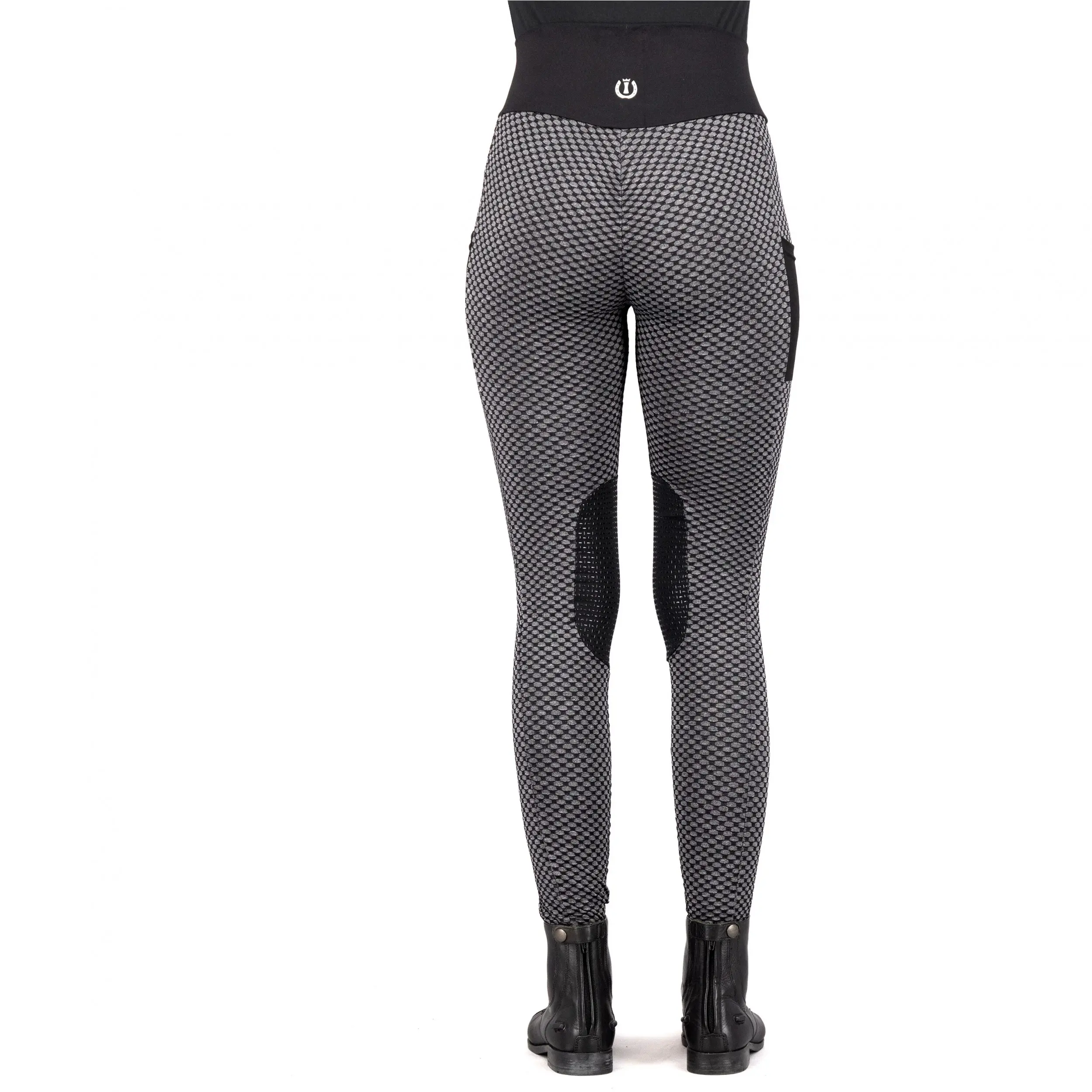 Damen Reitleggings Silikon Kniebesatz IRHDiamond Bubble schwarz