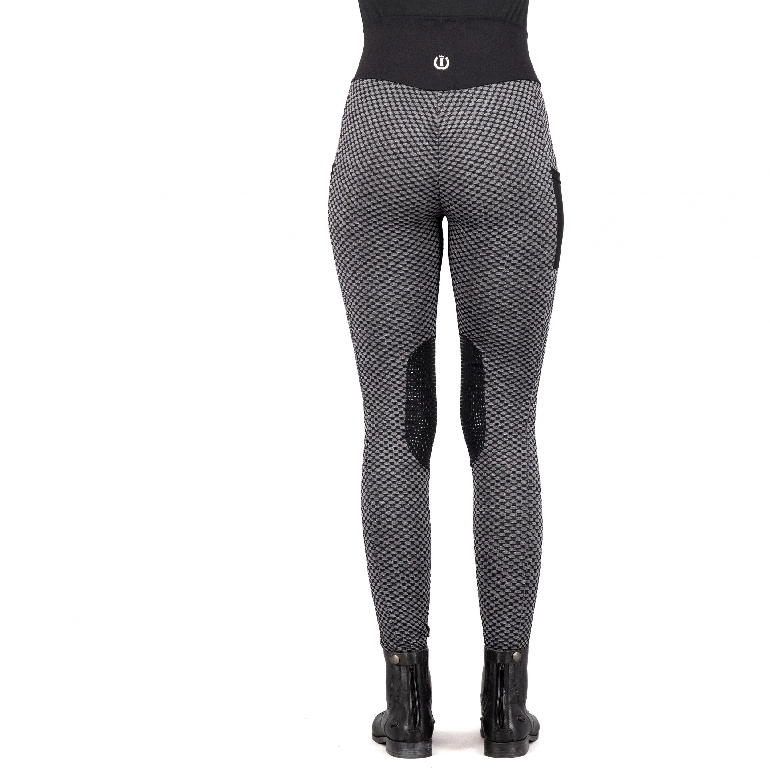 Damen Reitleggings Silikon Kniebesatz IRHDiamond Bubble schwarz