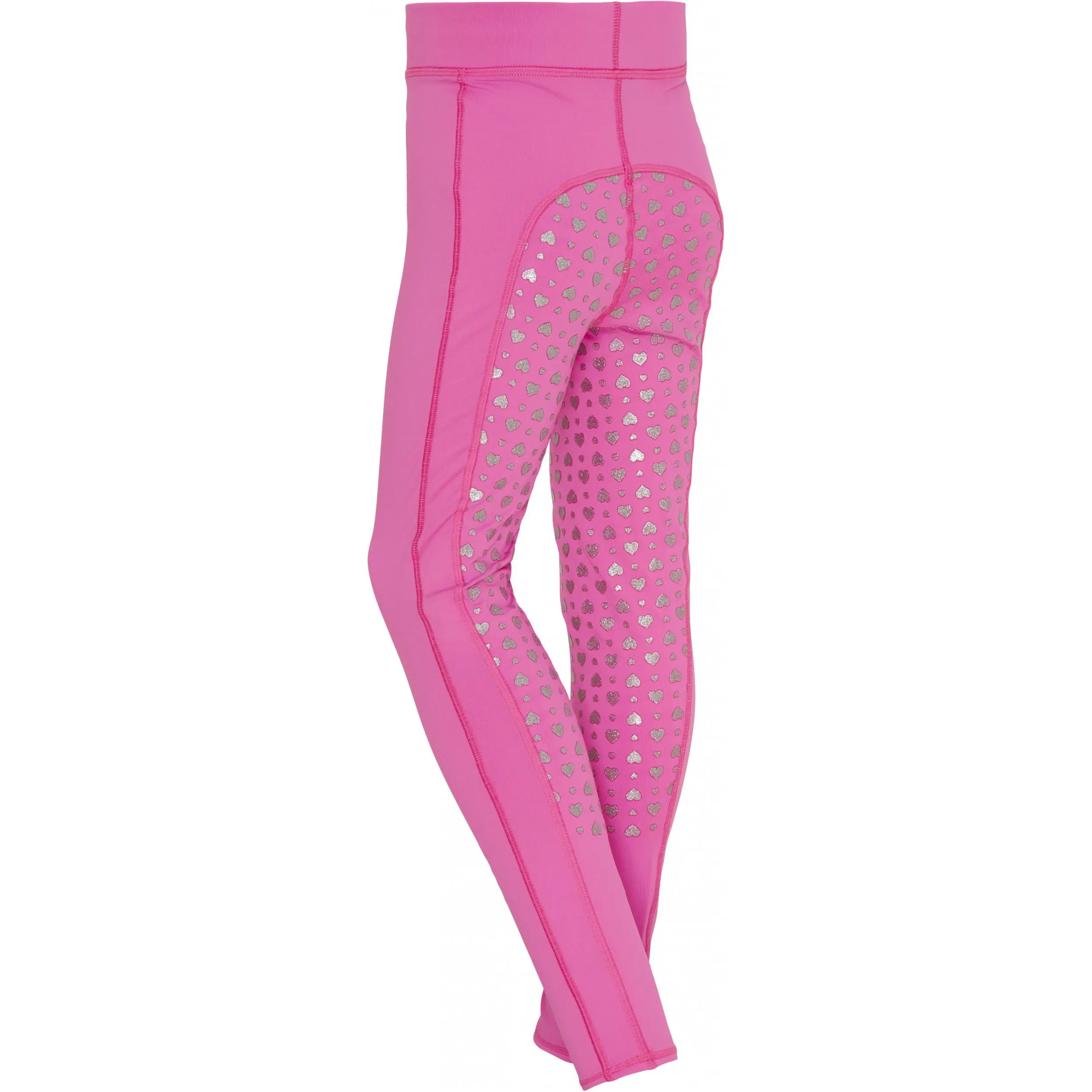 Kinder Reitleggings Silikon Vollbesatz MOLLY HEART GLITZER phlox pink