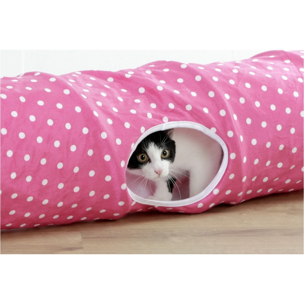 Katzentunnel PUNTINO pink/weiß 100cm