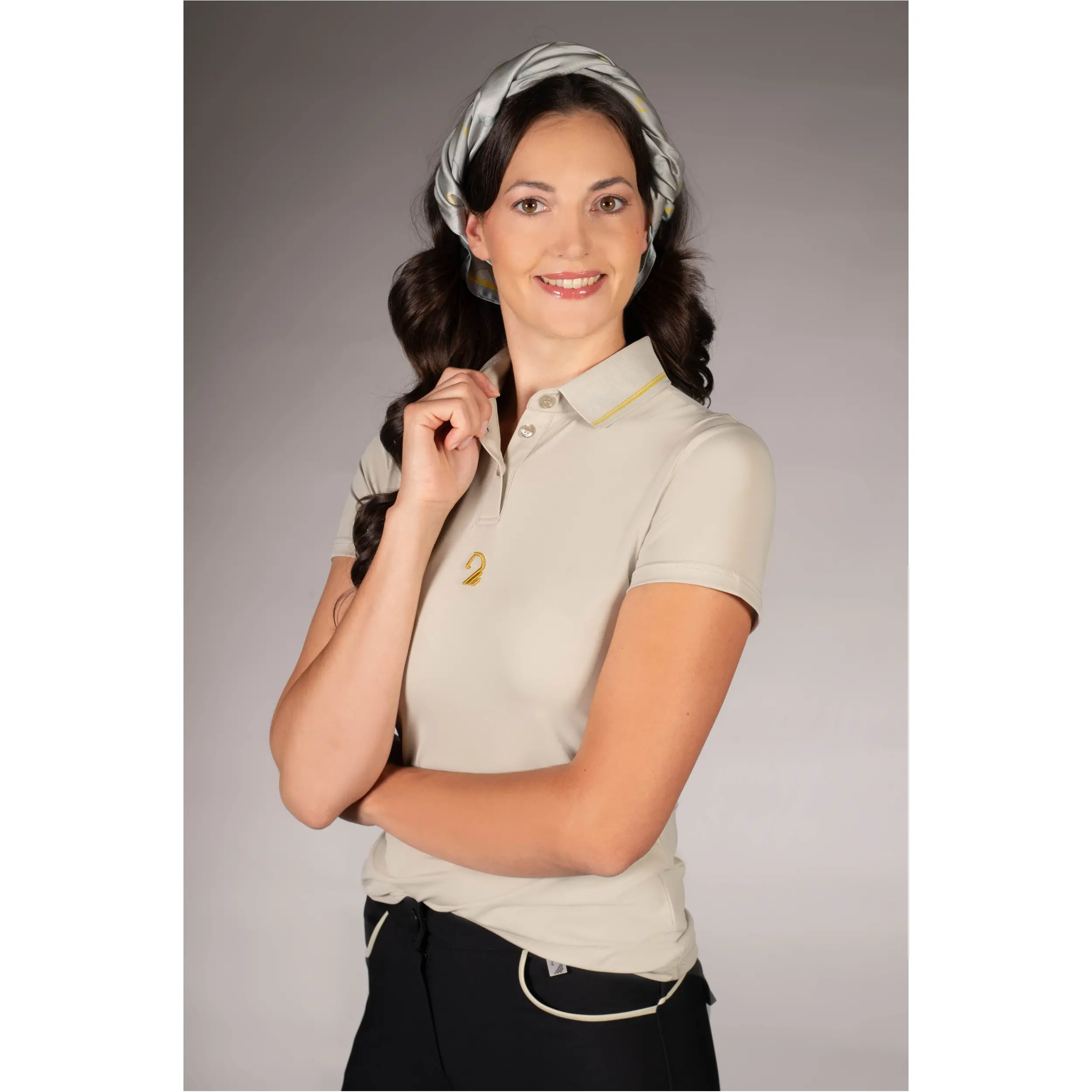 Damen Poloshirt LIMONE grau/beige