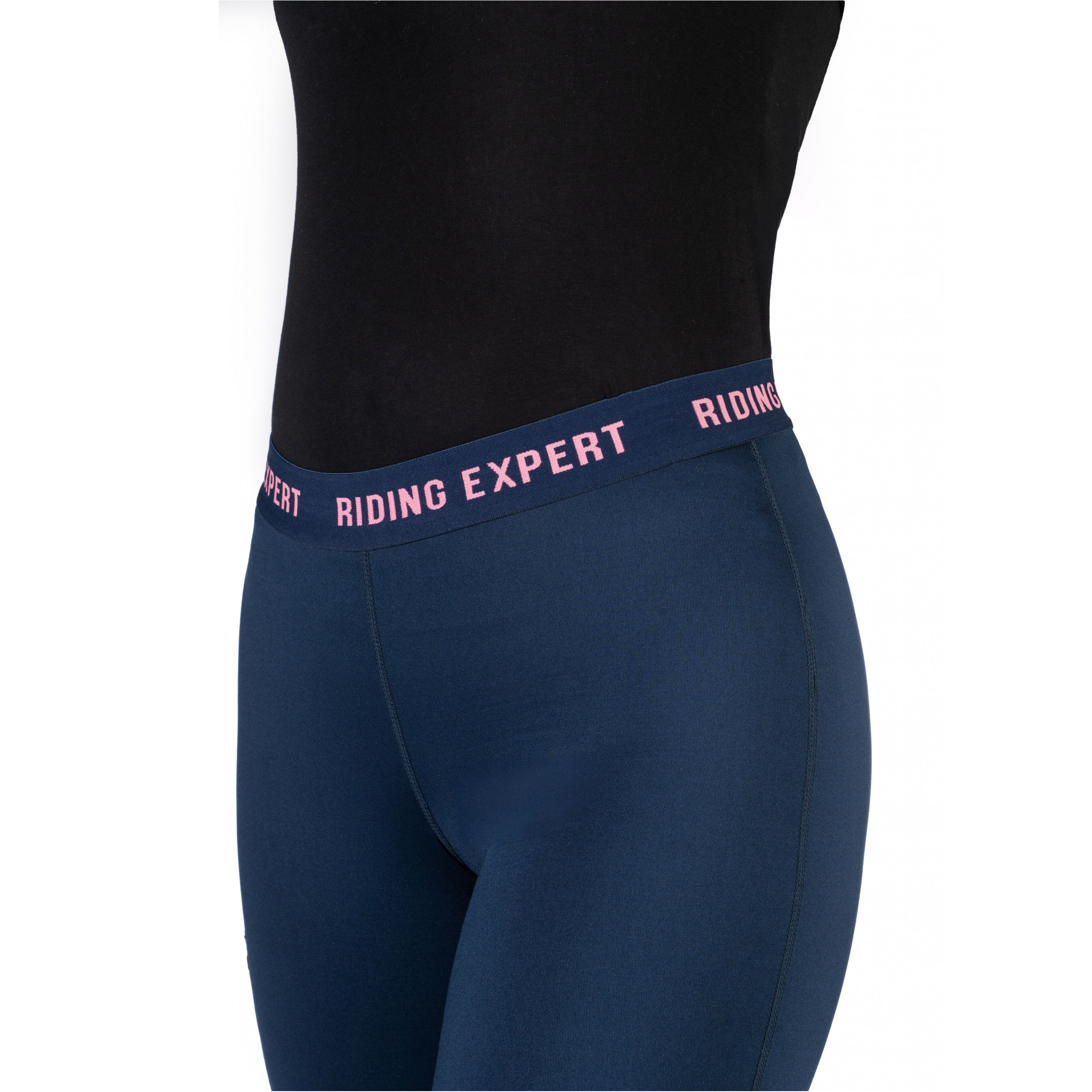 Kinder Reitleggings Silikon Vollbesatz GRAZ STYLE dunkelblau/neon koralle