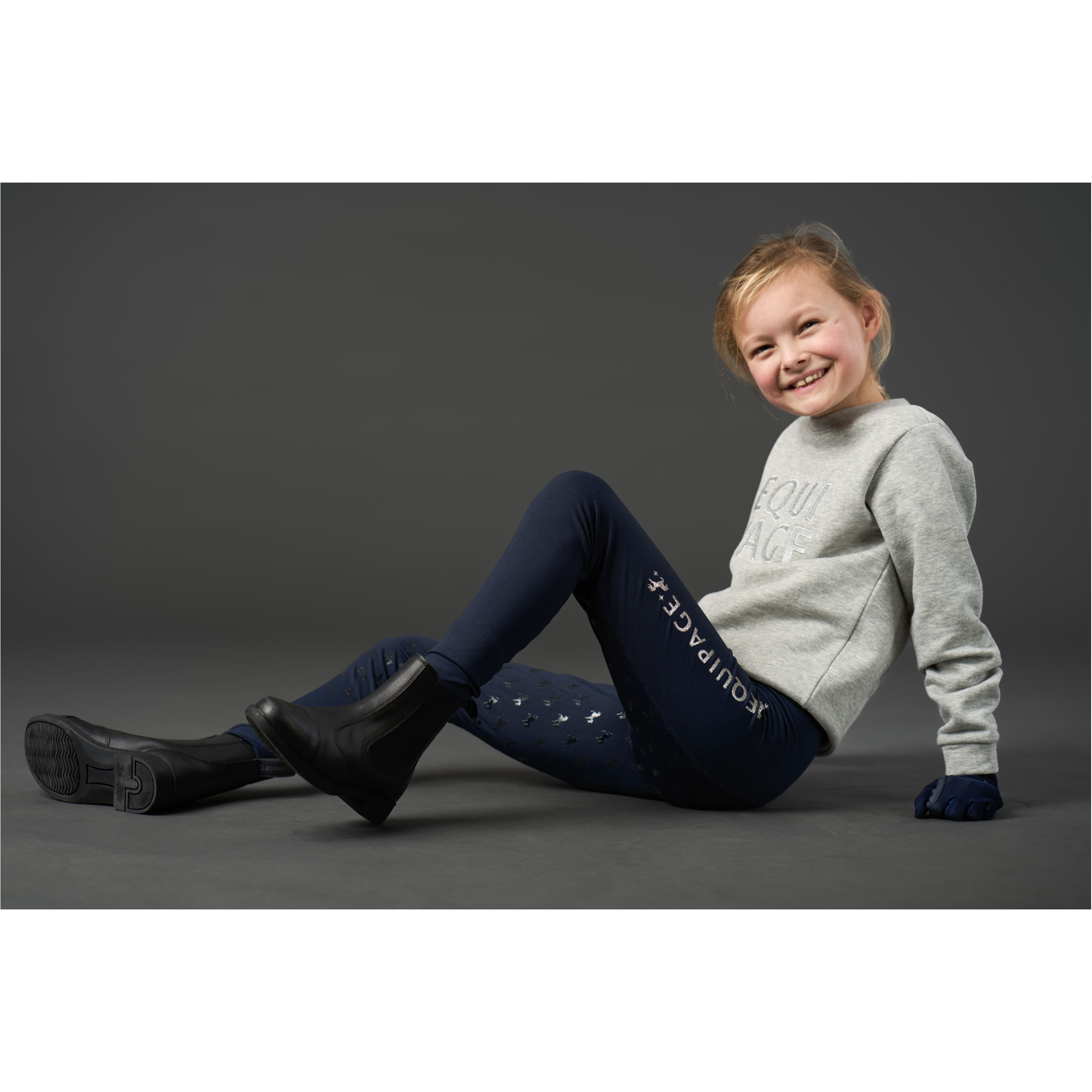 Kinder Reitleggings Silikon Vollbesatz MAGGIE navy