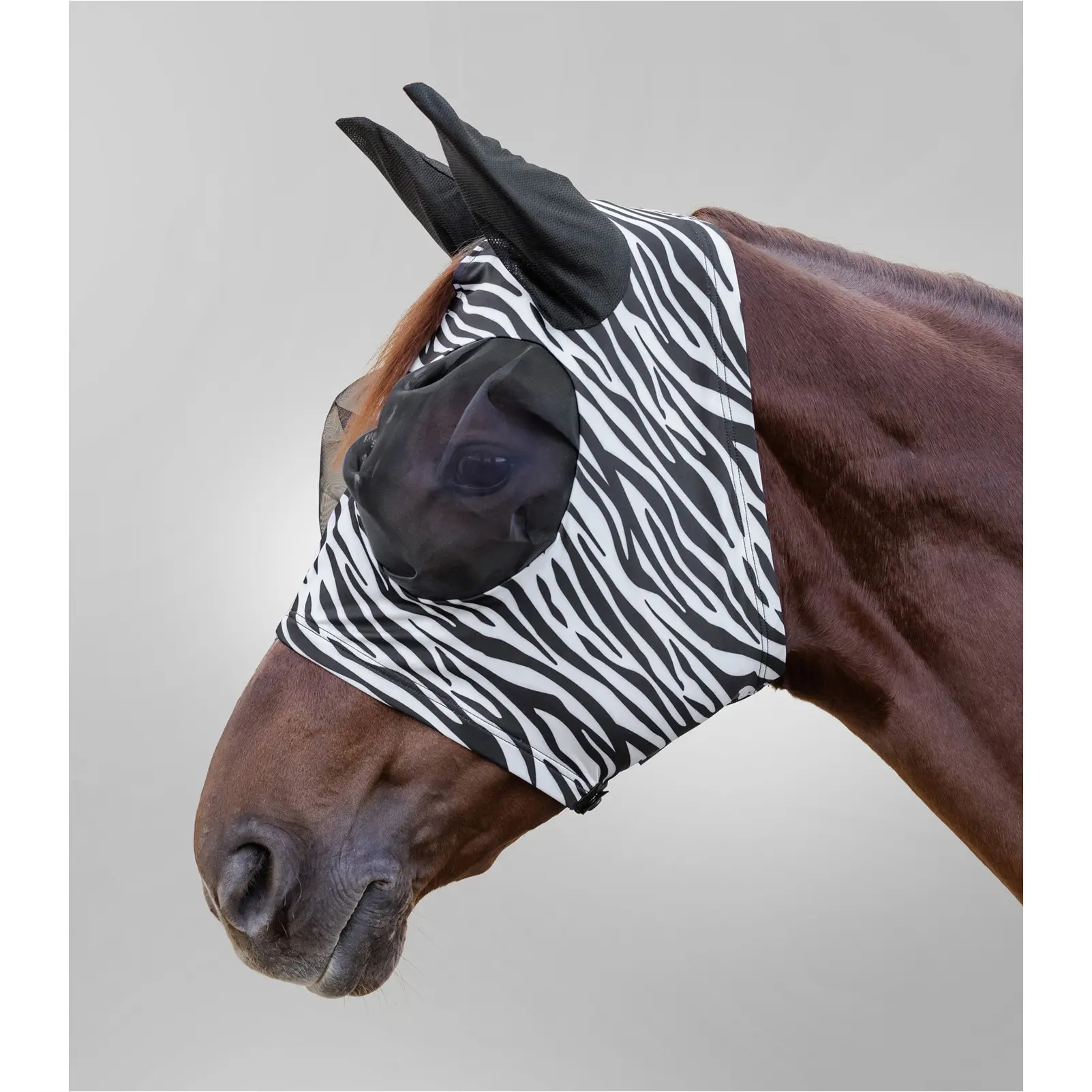 Fliegenmaske mit Reißverschluss PUCK ZEBRA schwarz/weiß
