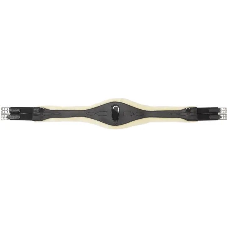 Ledersattelgurt geölt mit Kunstfell und Elast COMFORT schwarz/beige