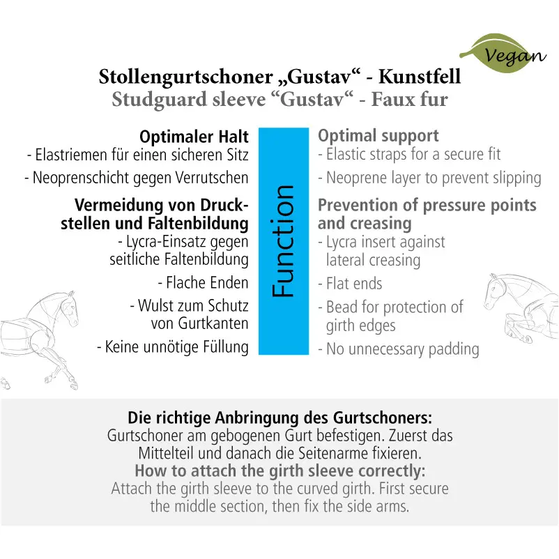 Sattelgurtschoner Kunstfell mit Bauchlatz GUSTAV Vegan schwarz