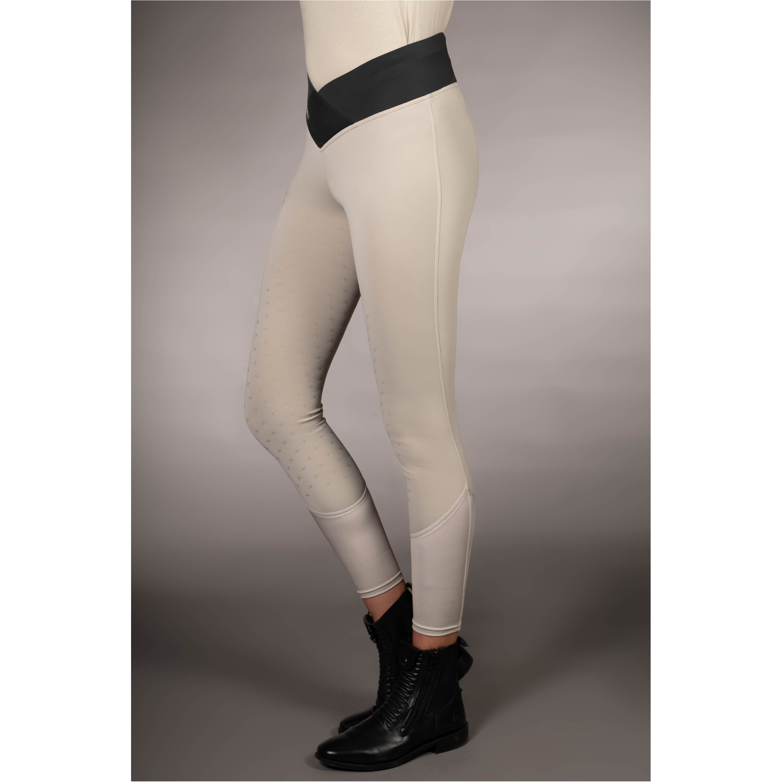 Damen Reitleggings Silikon Vollbesatz LIMONE grau/beige