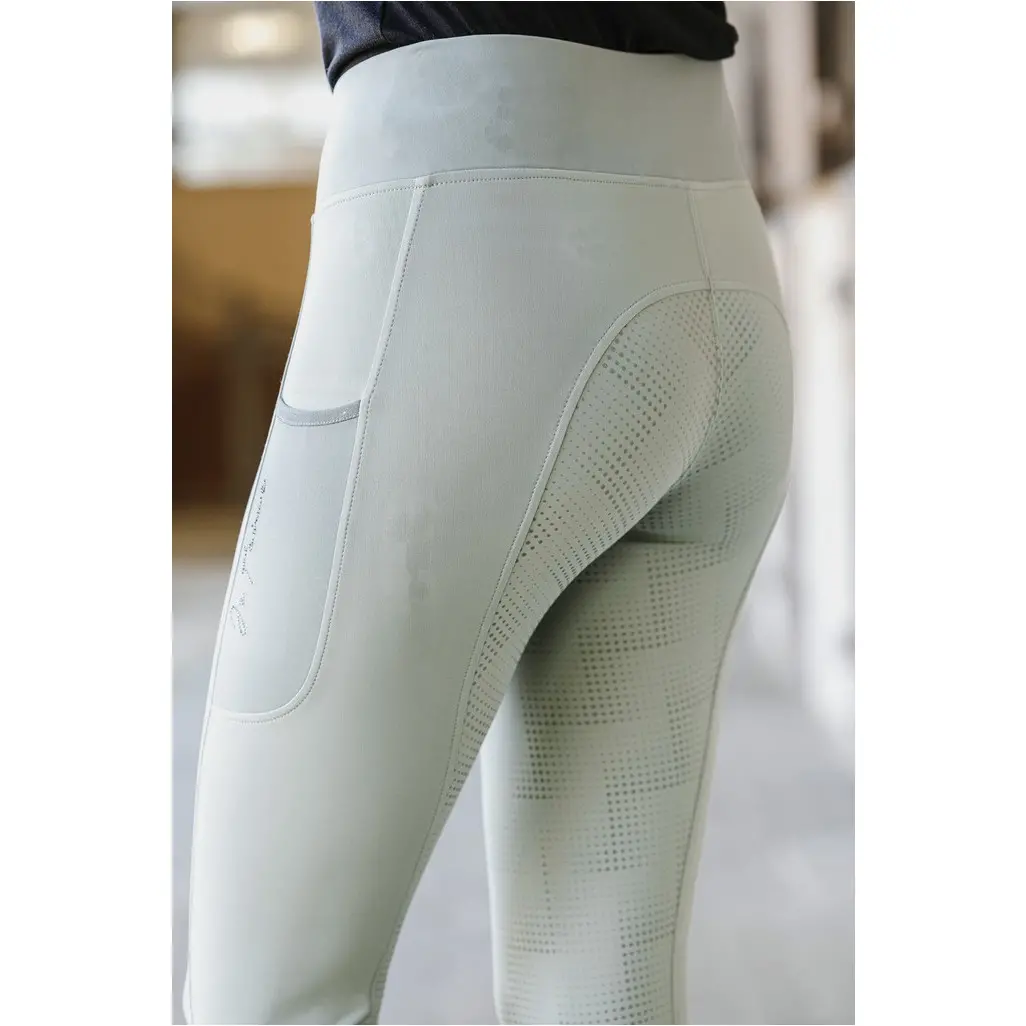 Damen Reitleggings Silikon Vollbesatz FLORA Kreuzbund salbeigrün