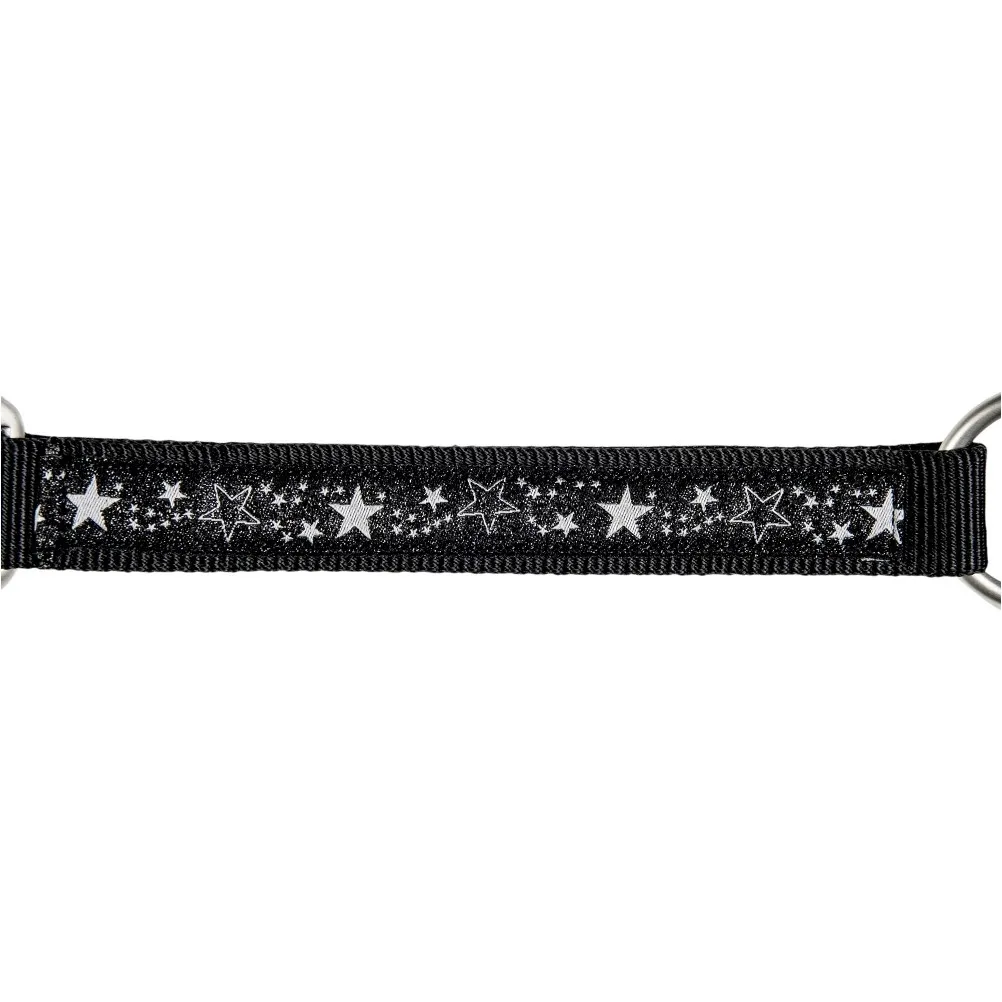 Halfter + Strick-Set mit Karabinerhaken STERNCHEN schwarz/silber