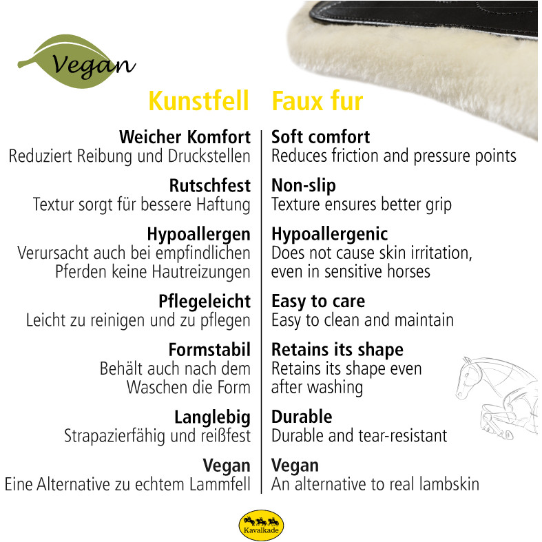 Sattelgurtschoner Kunstfell mit Bauchlatz GUSTAV Vegan schwarz