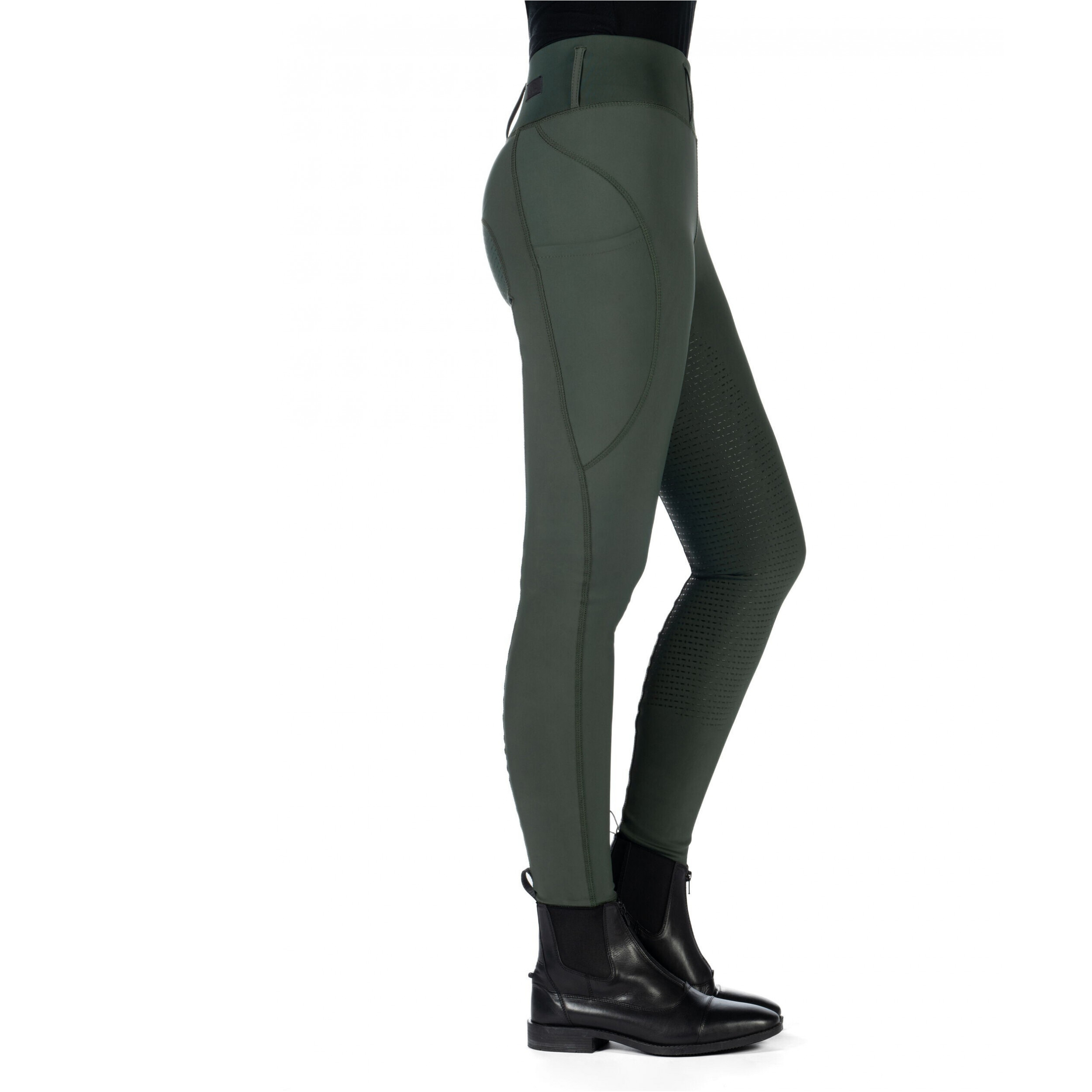 Damen Reitleggings Silikon Vollbesatz JIL HIGH WAIST olivgrün