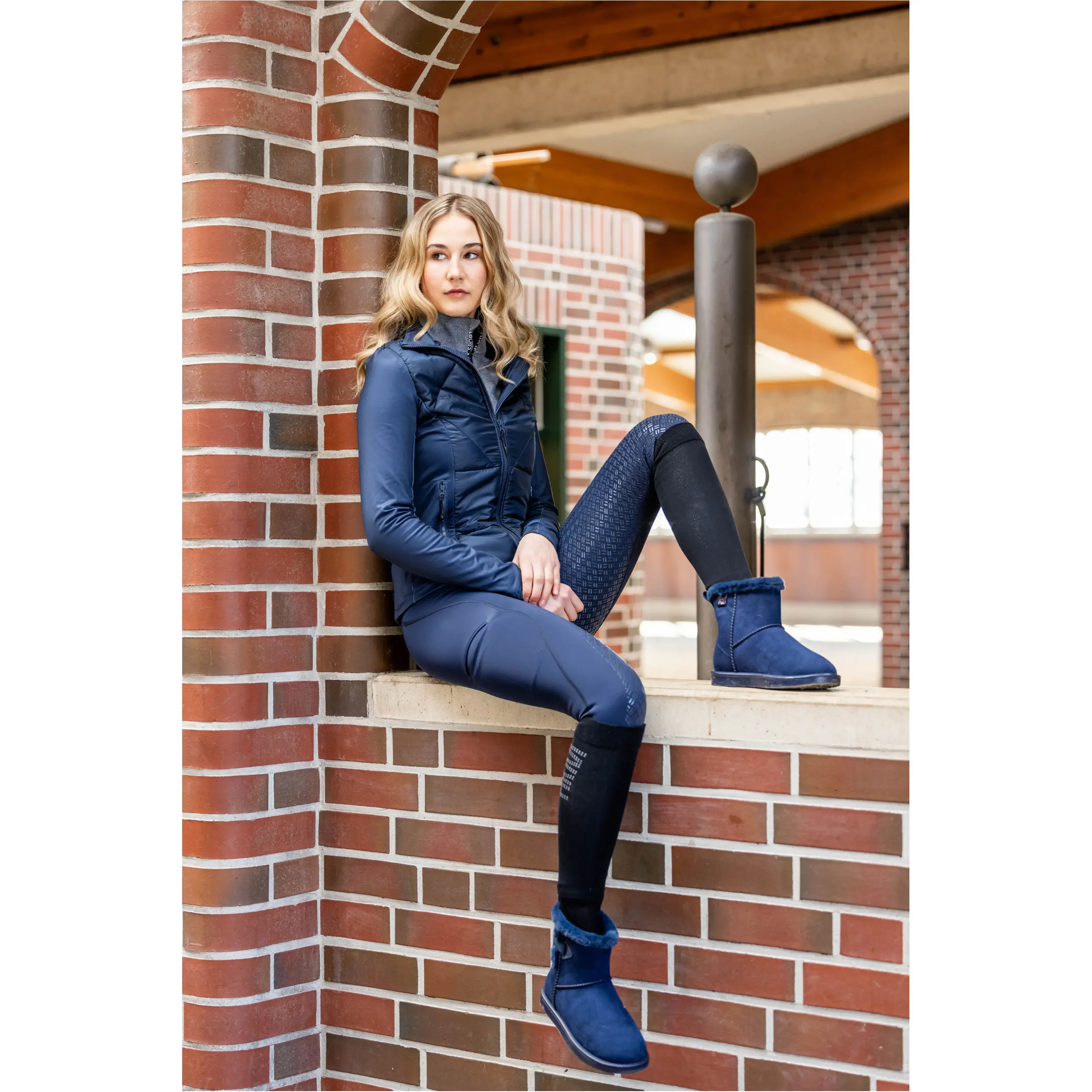 Winter Damen Reitleggings Silikon Vollbesatz RIO dunkelblau