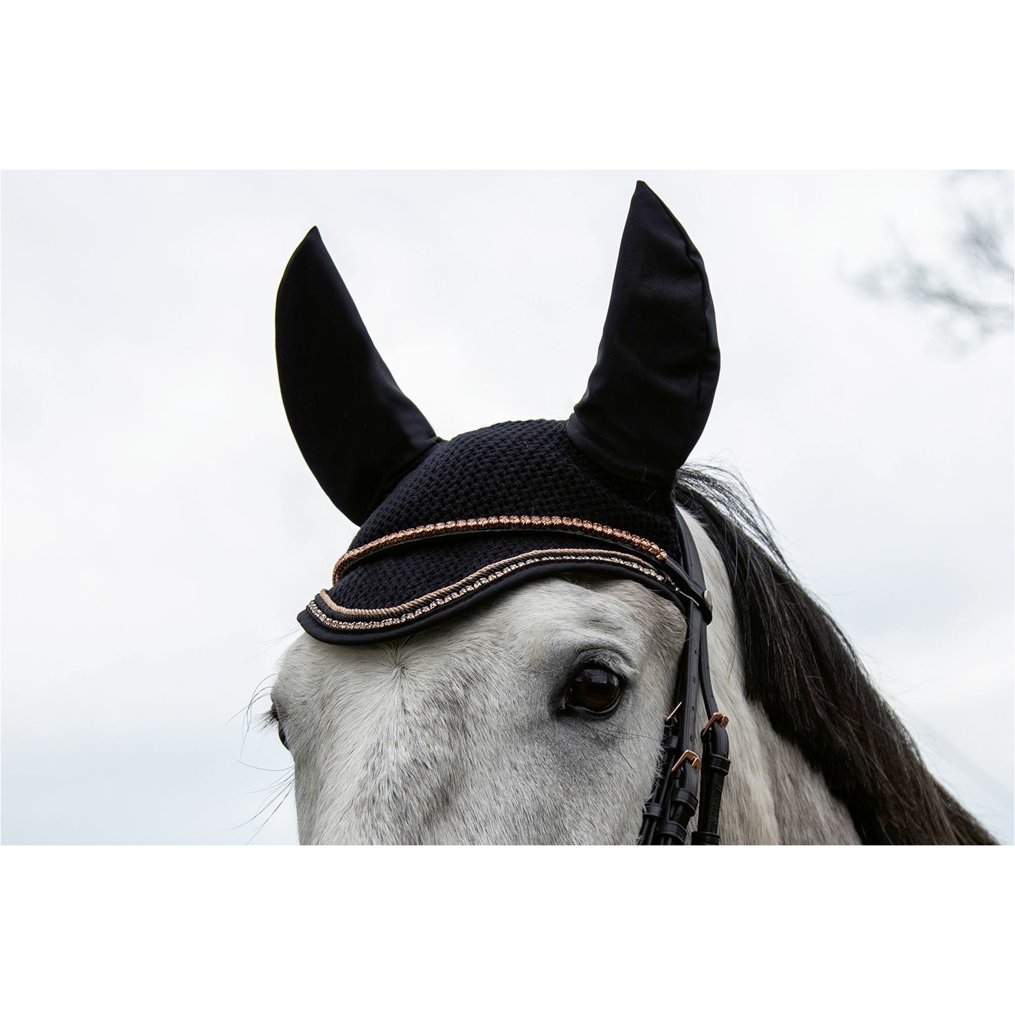 Fliegenhaube ROSEGOLD GLAMOUR STYLE schwarz/rosegold