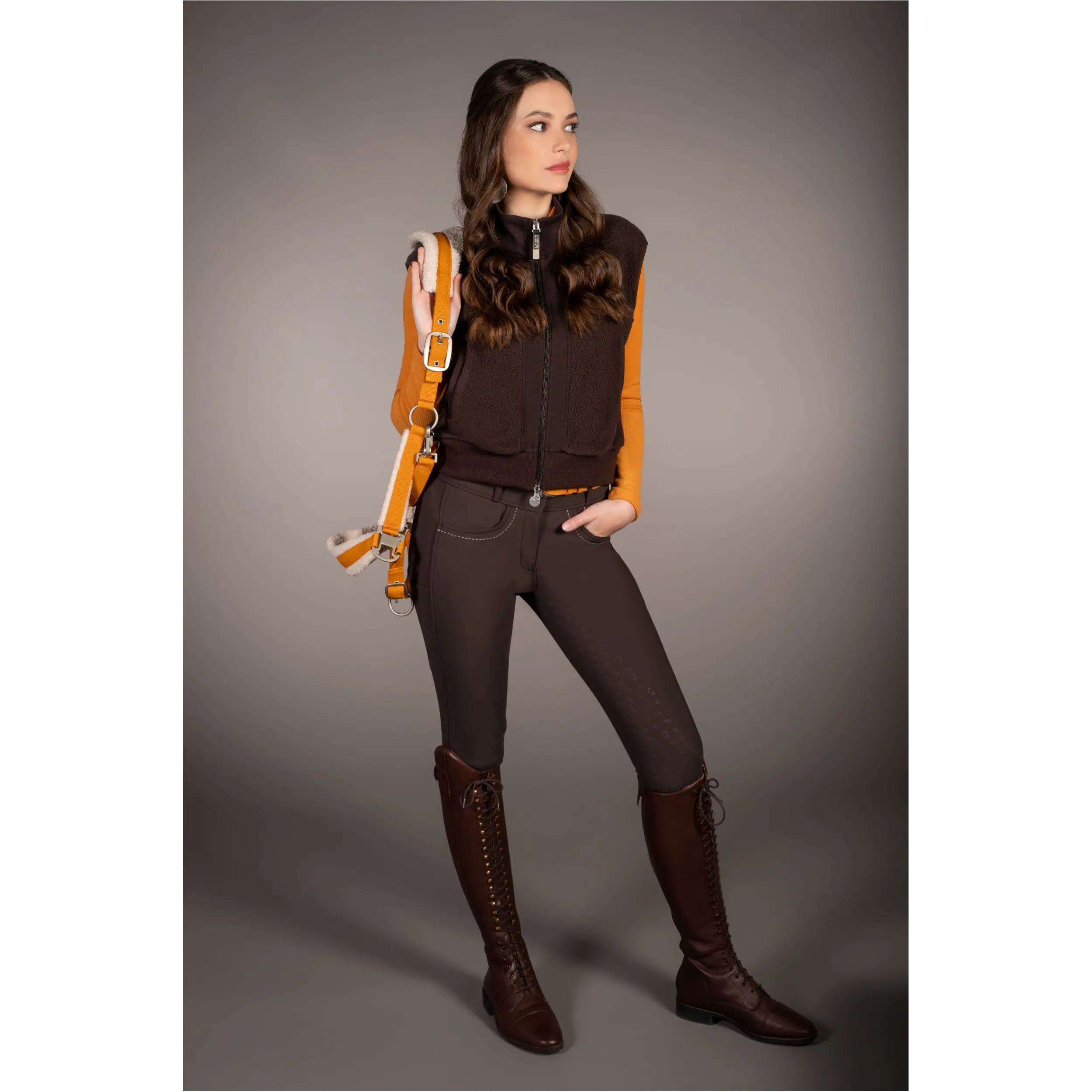 Winter Damen Weste AREZZO TEDDY dunkelbraun