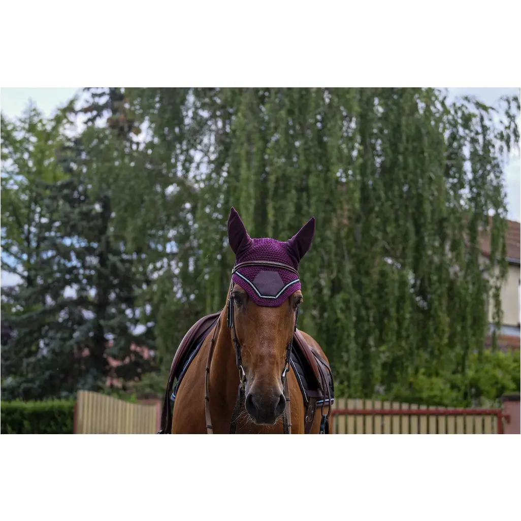 Fliegenohrenhaube mit Strass DOMINO violett Fliegenohrenhaube mit Strass DOMINO violett