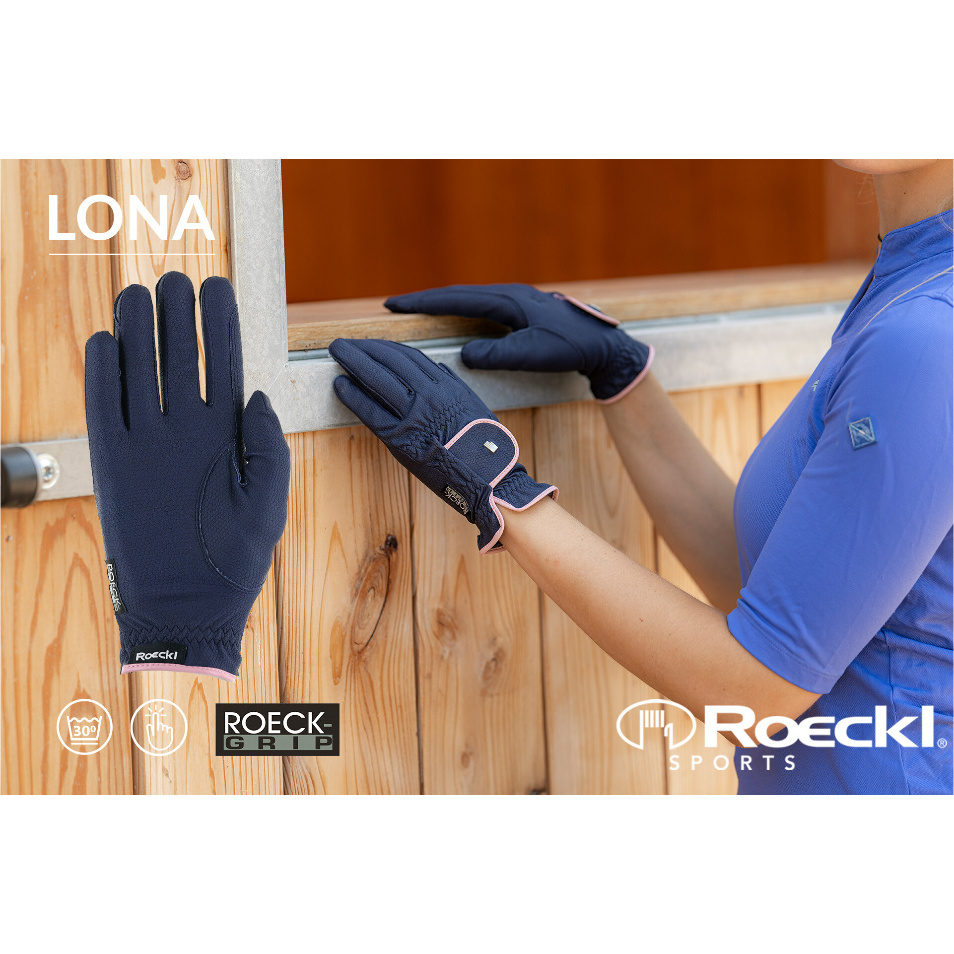 Damen Reithandschuhe LONA navy/vintage pink