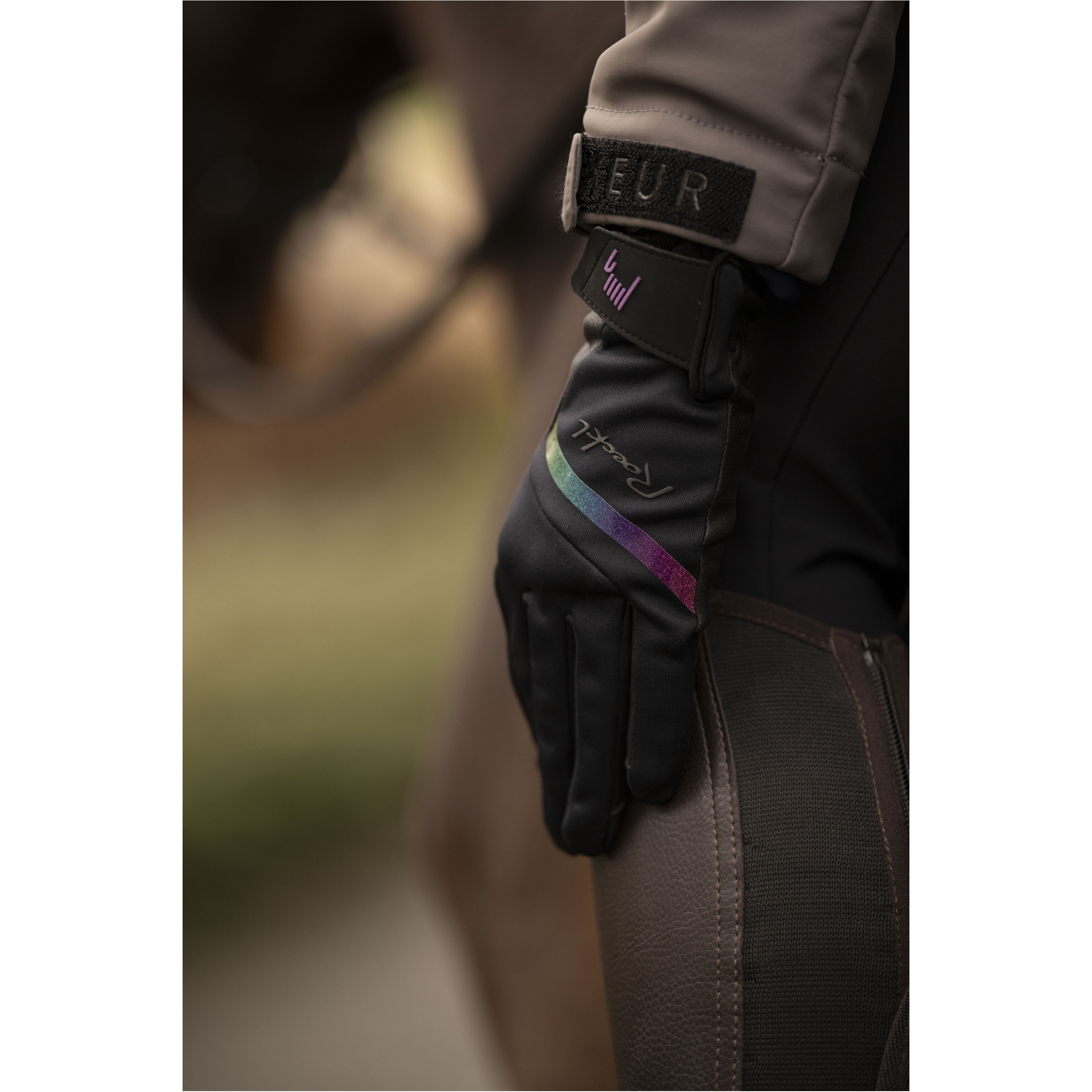 Winter Damen Reithandschuhe JINETA black/rainbow