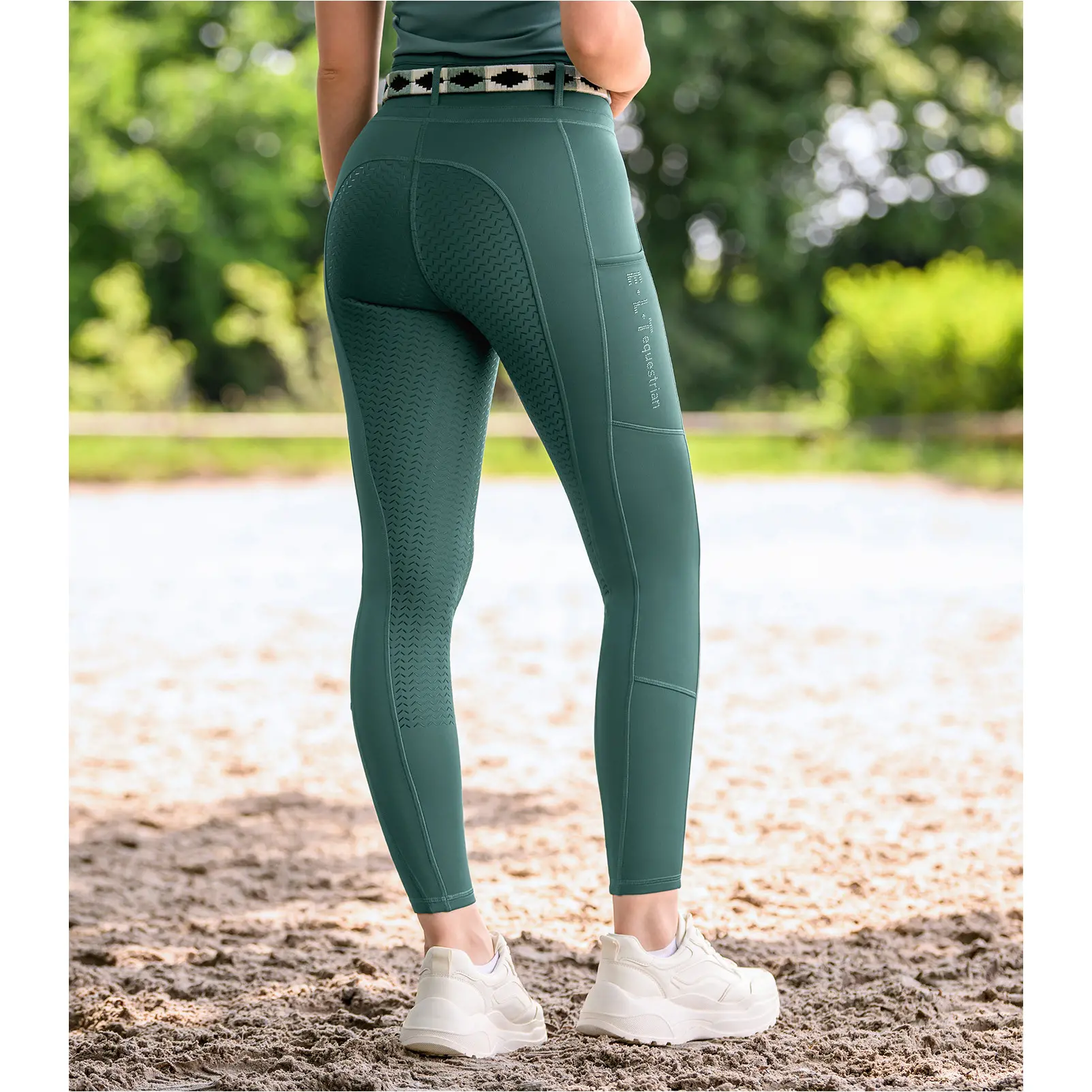 Damen Silikon Vollbesatz Reitleggings ELLA GLAM piniengrün 