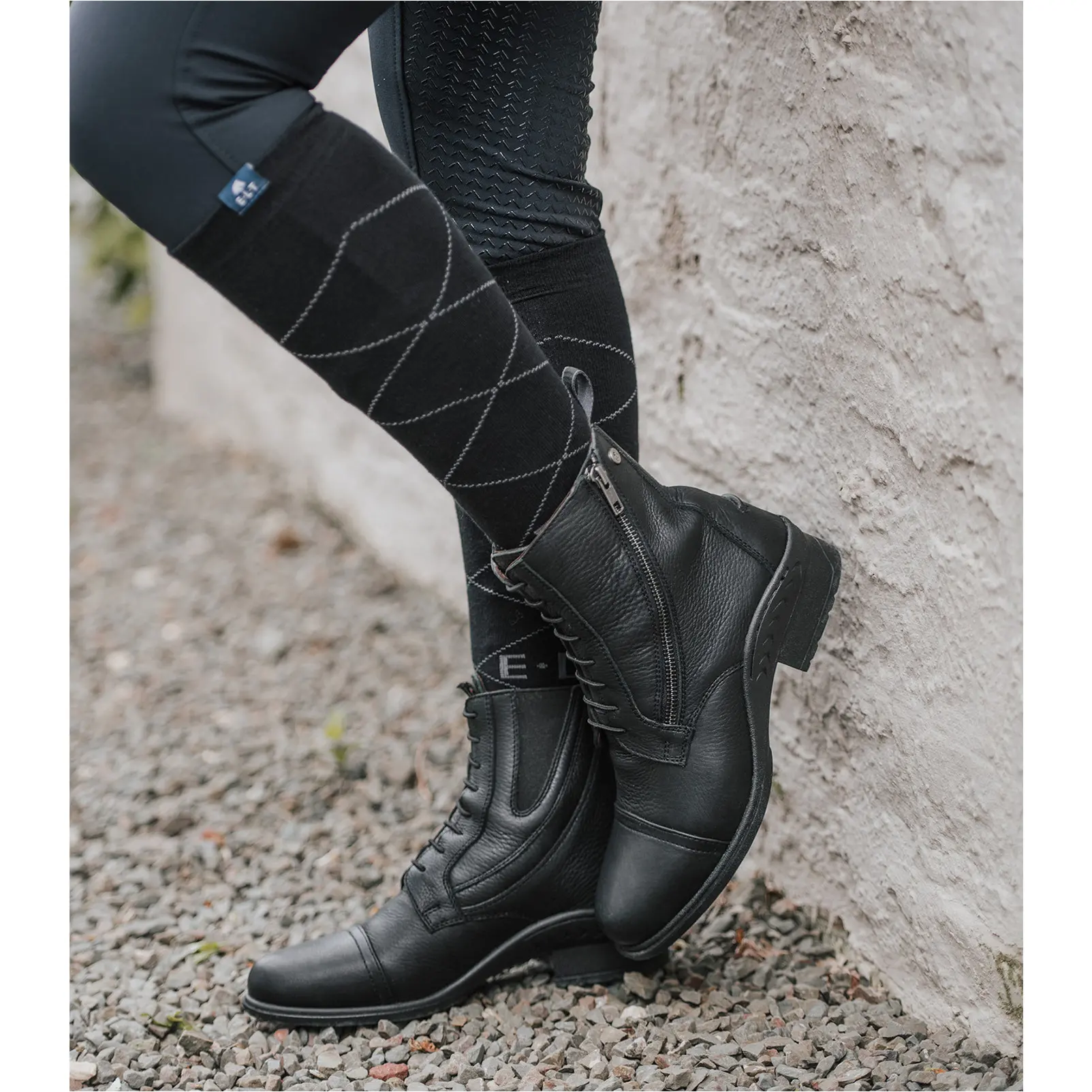 Damen Jodhpurschnürstiefeletten NEWCASTLE Echtleder schwarz