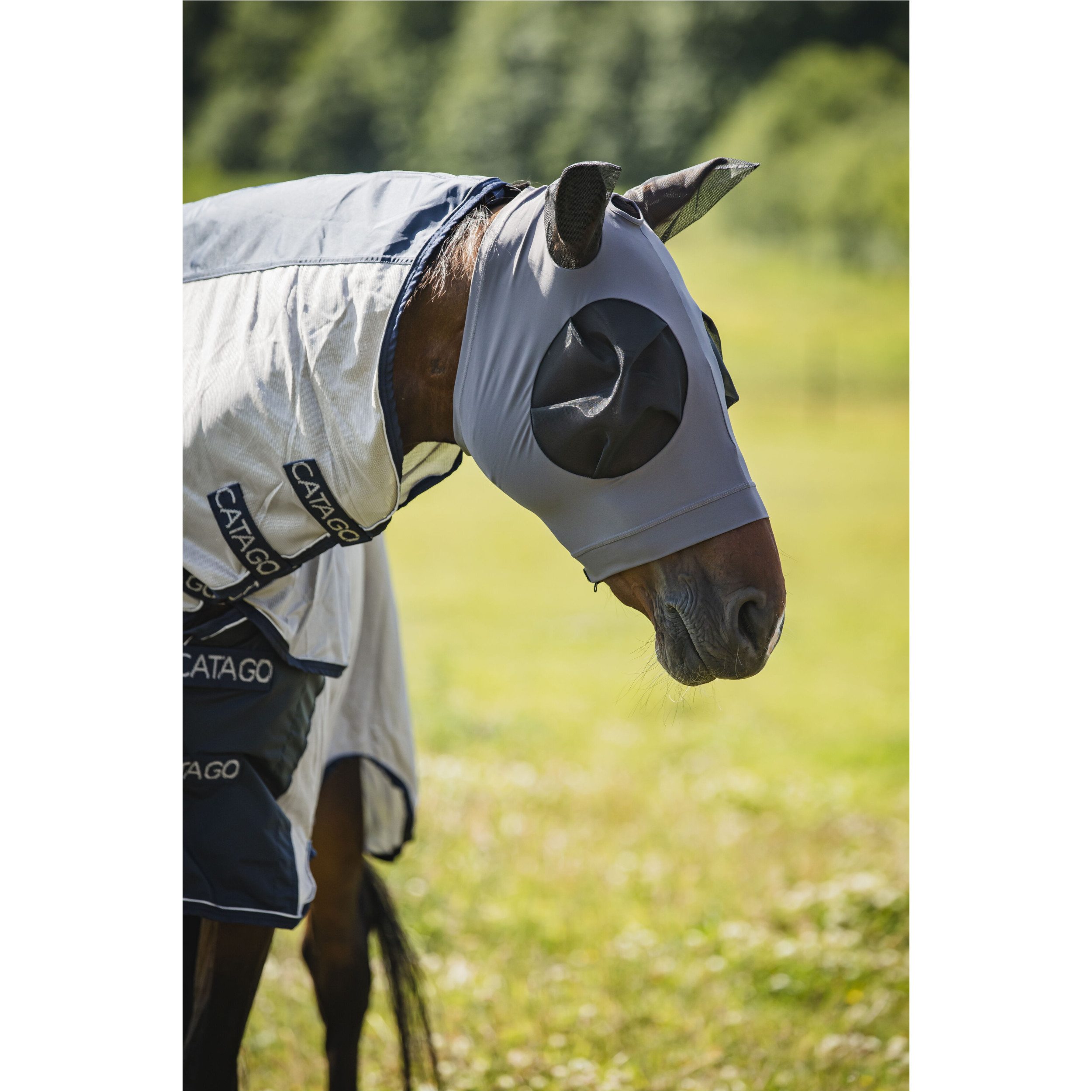 Fliegenmaske mit Reißverschluss asphalt