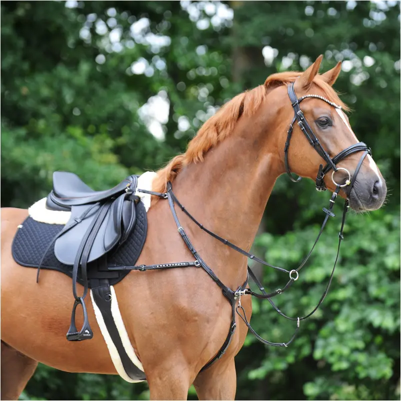 Ledersattelgurt geölt mit Kunstfell und Elast COMFORT schwarz/beige