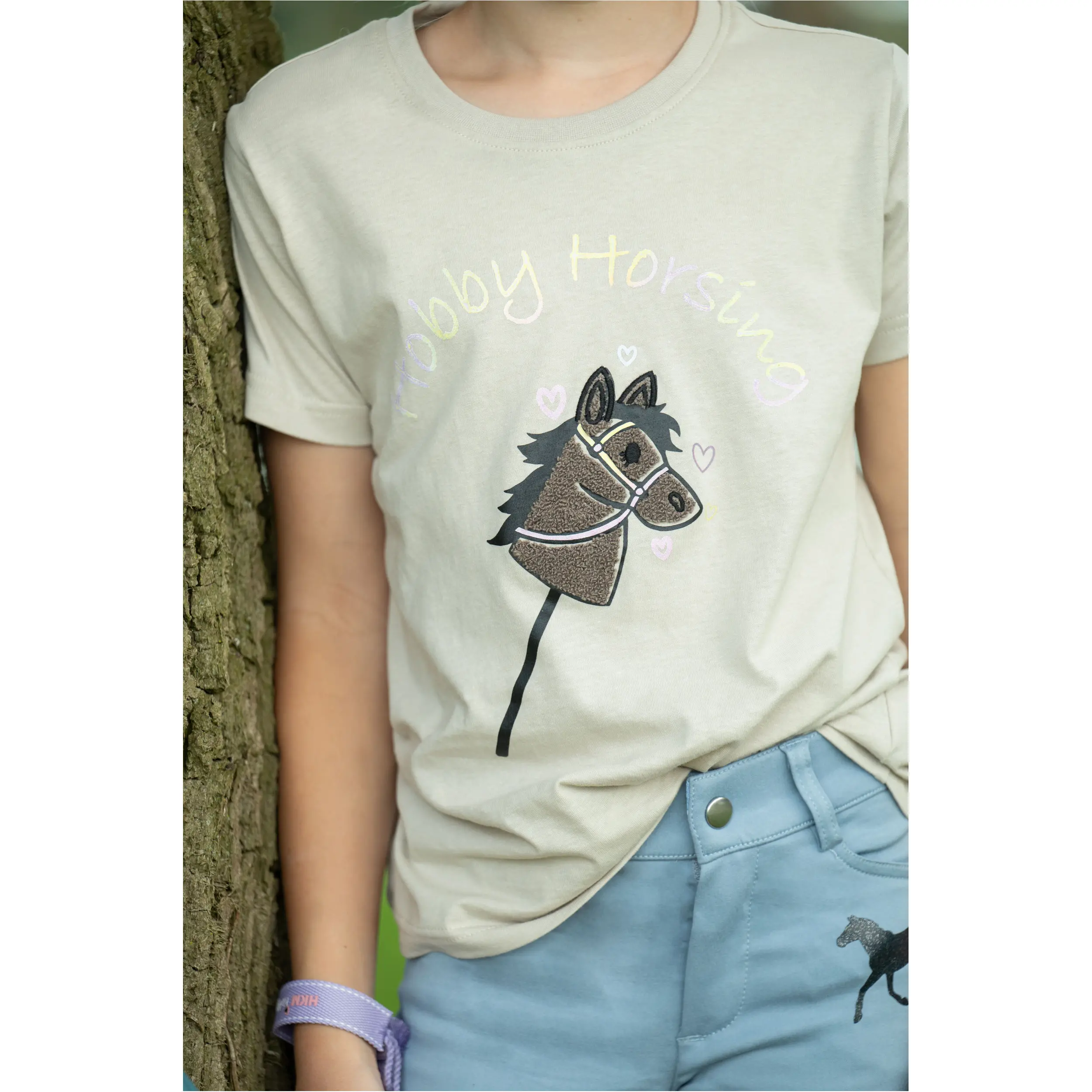 Kinder T-Shirt HOBBY HORSING RAINBOW beige