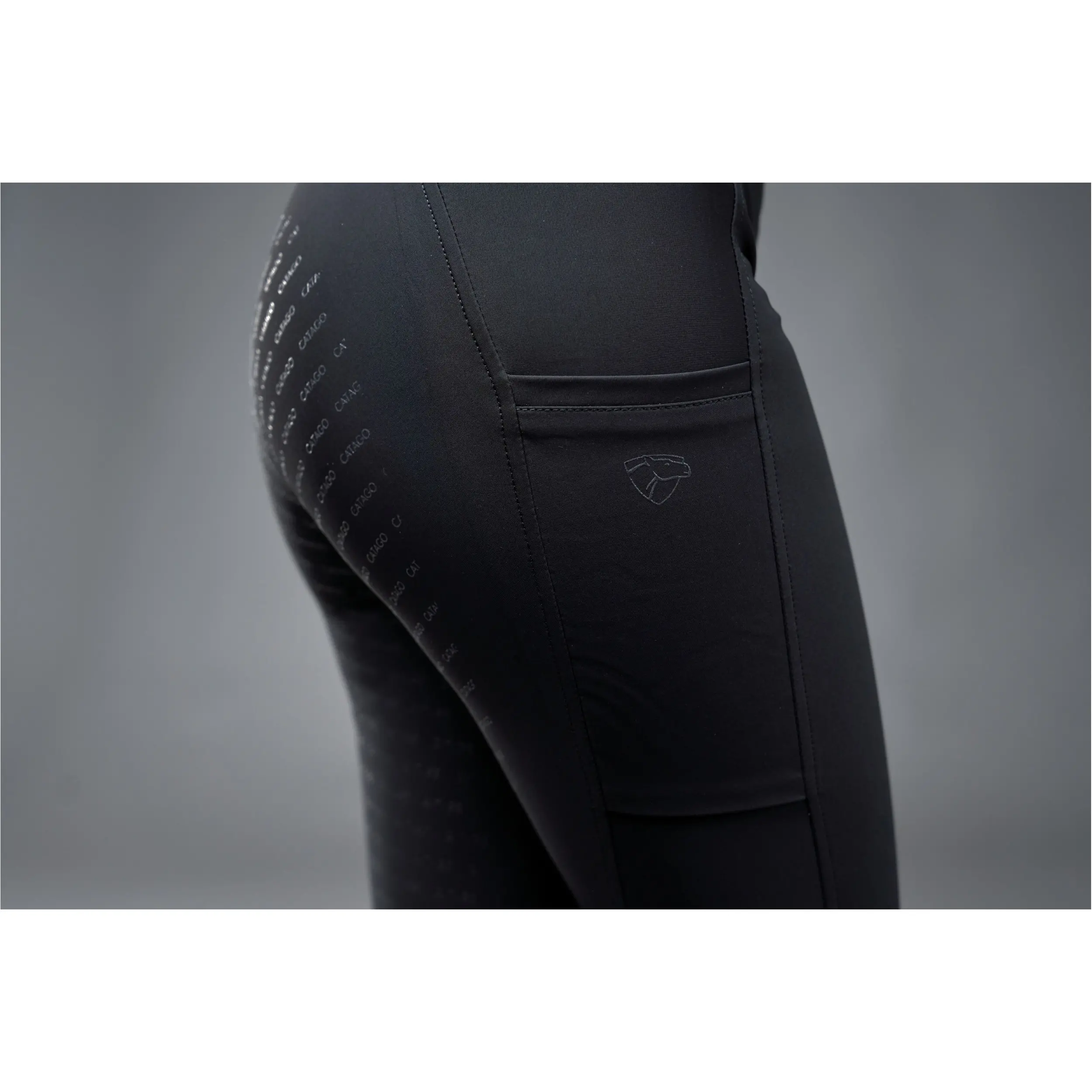 Damen Reitleggings Silikon Vollbesatz RIVER F/G mit Gürtelschlaufen schwarz