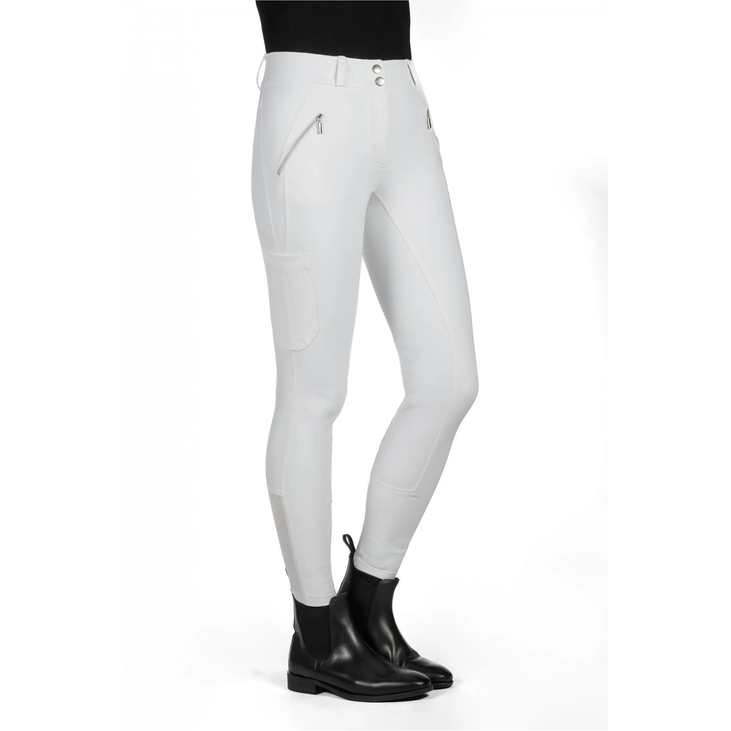 Kinder Reithose Silikon Vollbesatz LIA HIGH WAIST weiß