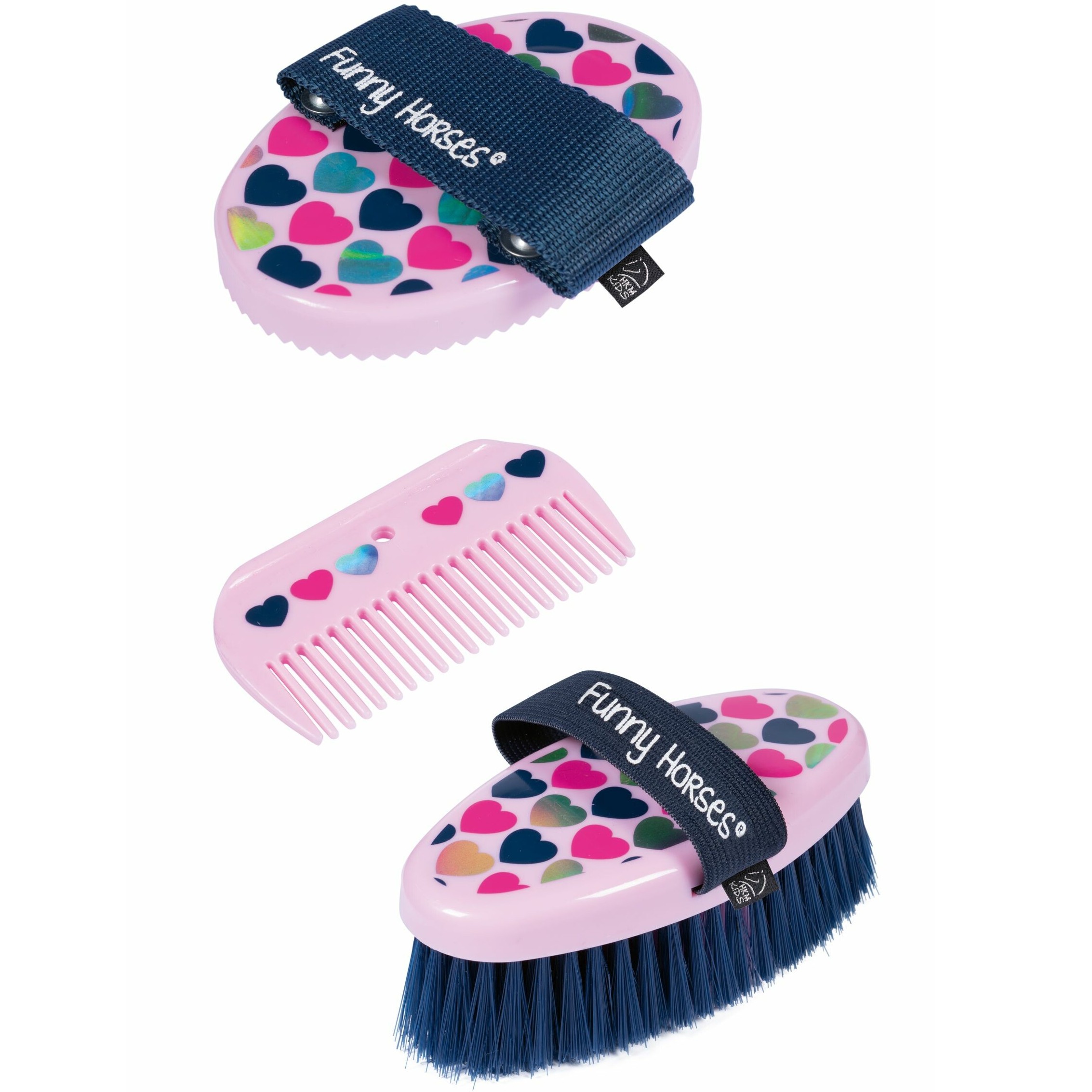 Kinder Putzset (3-teilig) FUNNY HORSES HEARTS rosa