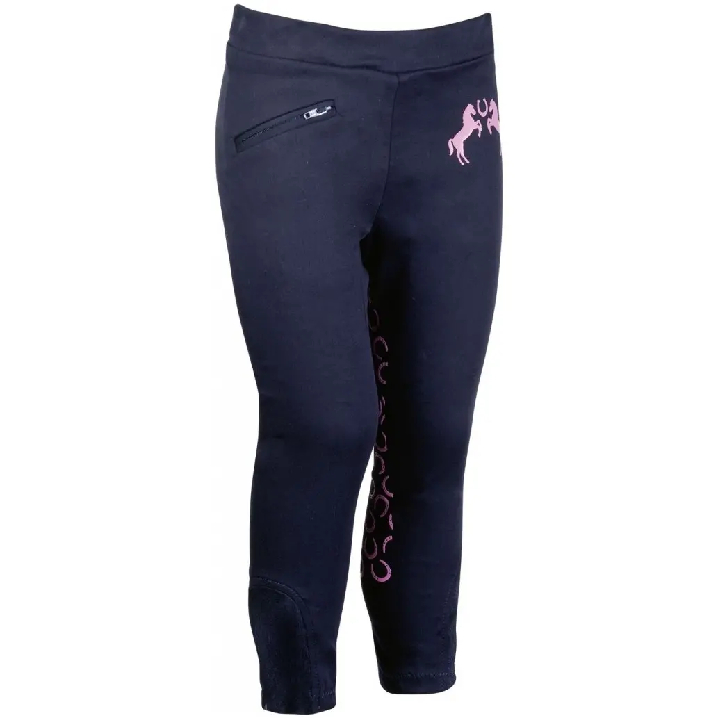 Kinder Reithose Silikon Kniebesatz PINK PONY dunkelblau