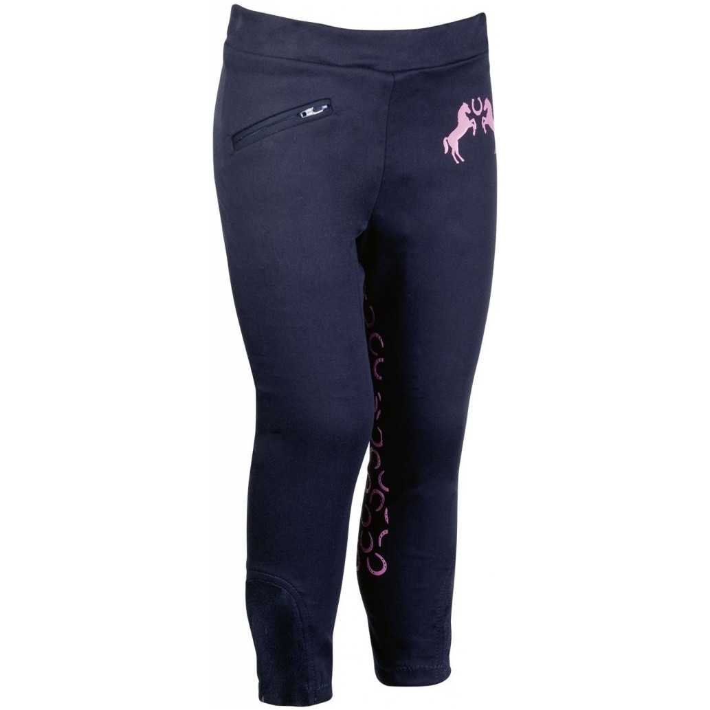 Kinder Reithose Silikon Kniebesatz PINK PONY dunkelblau