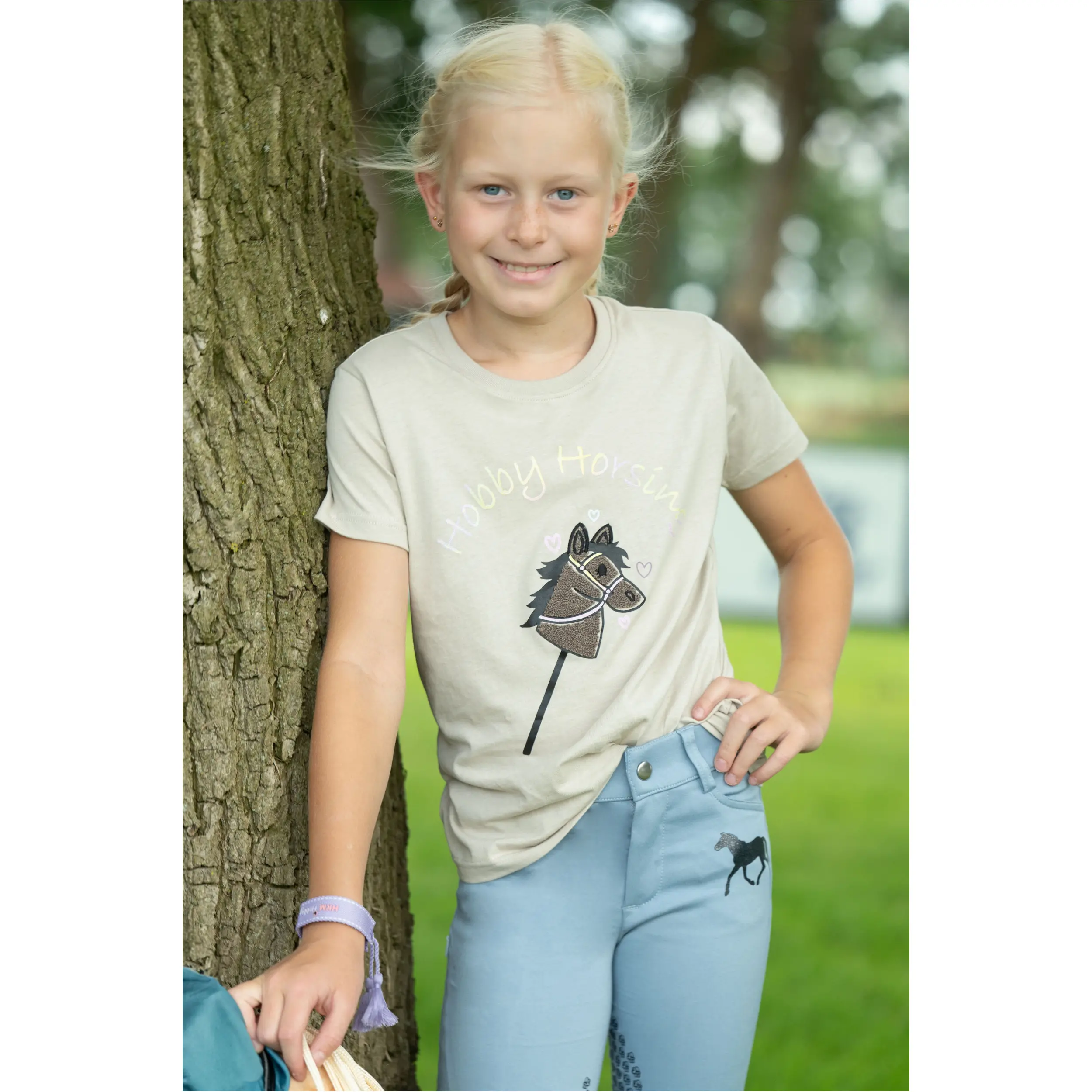Kinder T-Shirt HOBBY HORSING RAINBOW beige