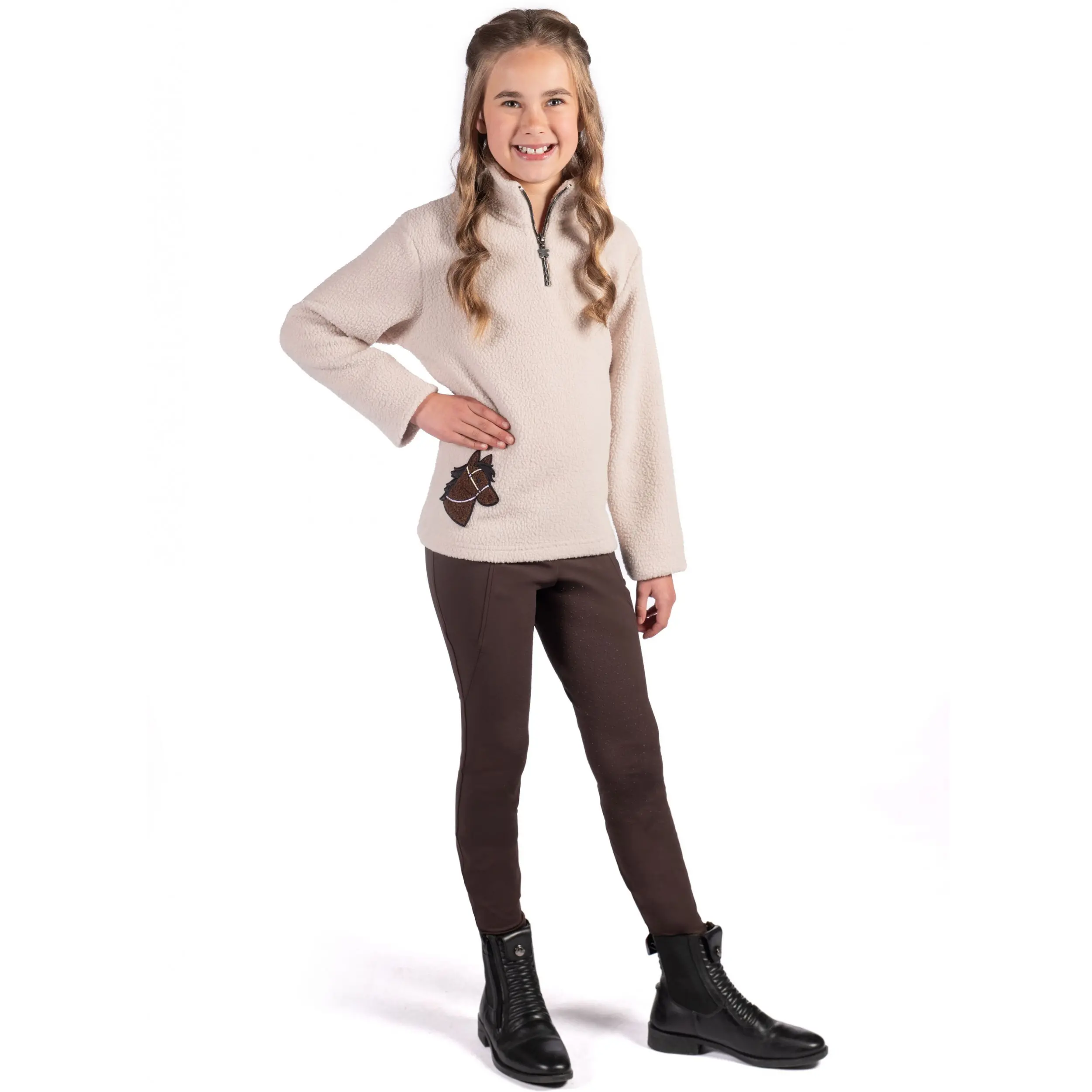 Winter Kinder Reitleggings Silikon Vollbesatz MIA dunkelbraun