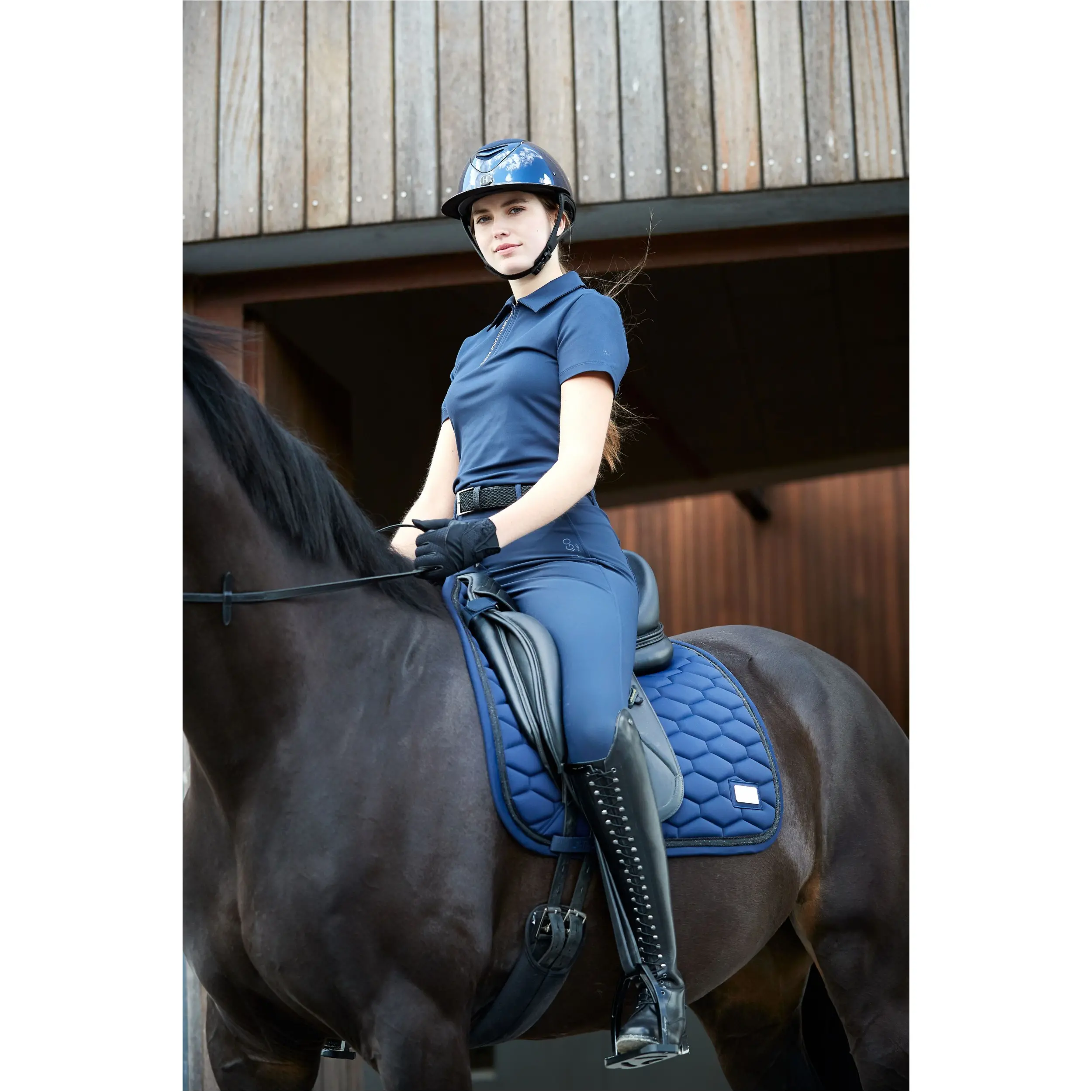 Damen Reitleggings Silikon Vollbesatz RIVER F/G mit Gürtelschlaufen navy