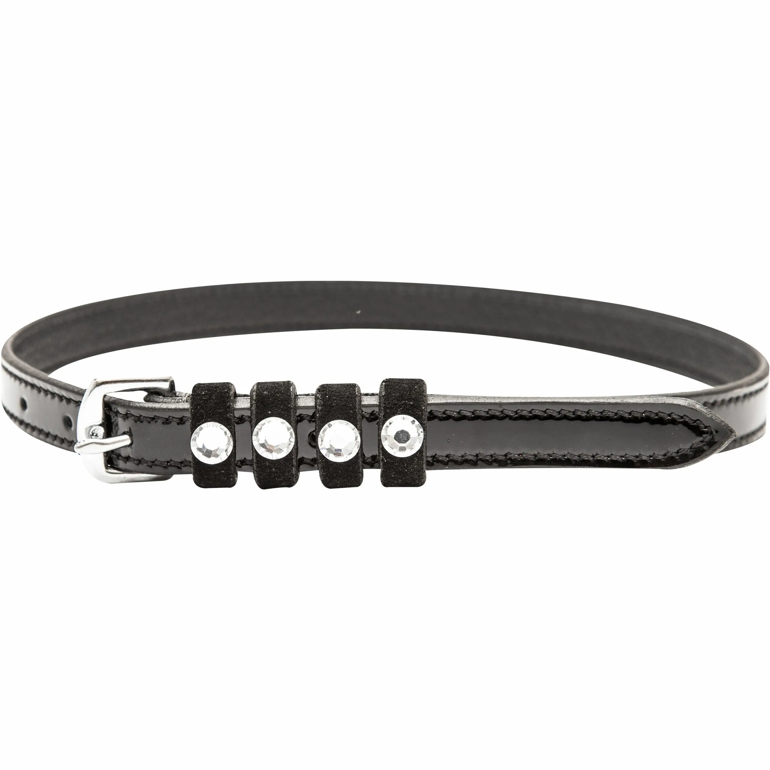 Damen Sporenriemen mit Strass IRHPardouz Leder schwarz lack/chrystal