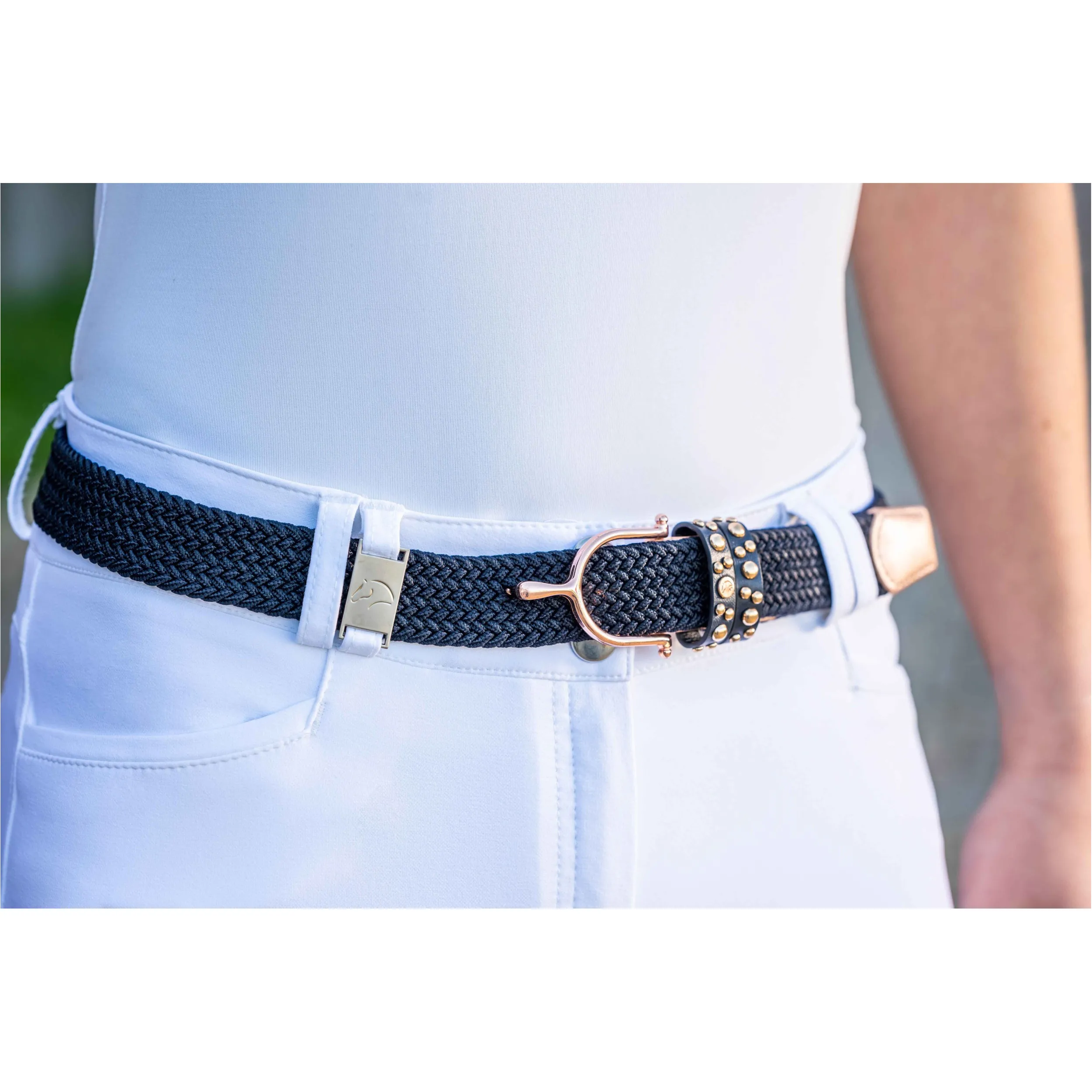 Damen Stretchgürtel ROSEGOLD GLAMOUR STYLE dunkelblau