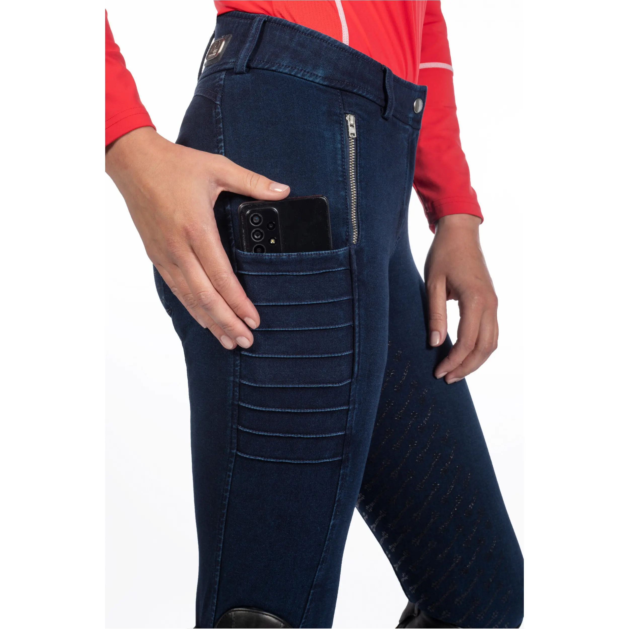 Damen Reithose Silikon Vollbesatz ARUBA DENIM dunkelblau