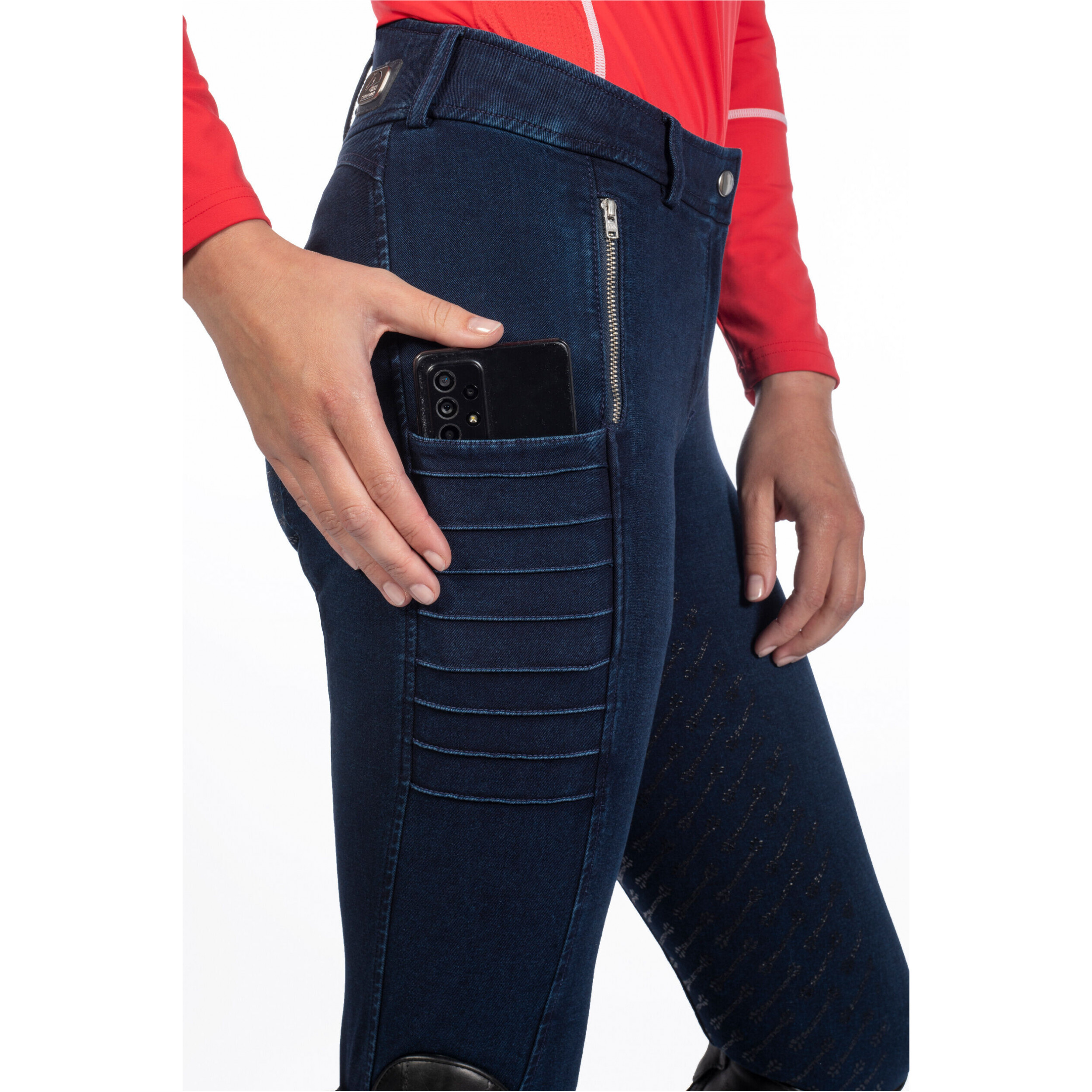 Damen Reithose Silikon Vollbesatz ARUBA DENIM dunkelblau