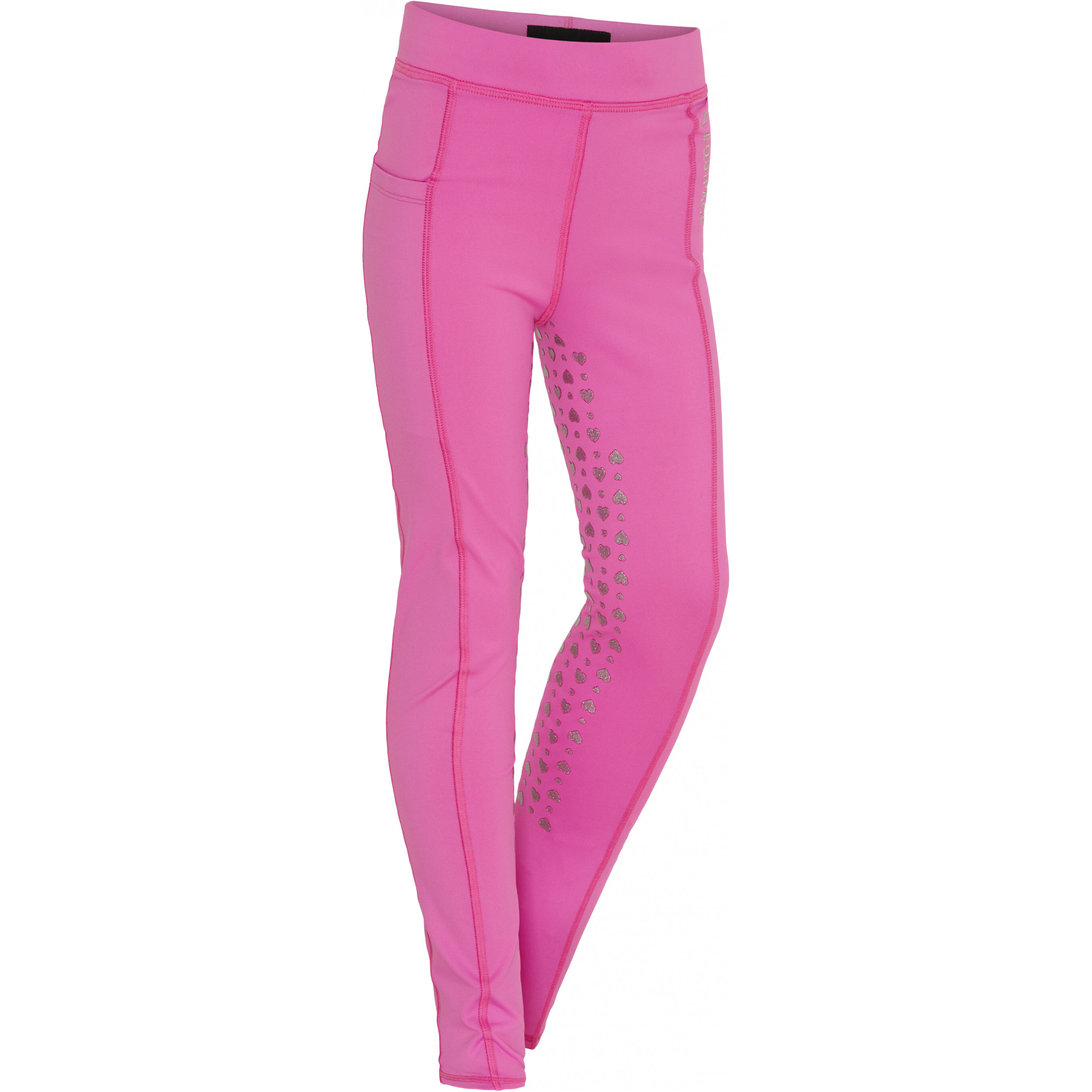 Kinder Reitleggings Silikon Vollbesatz MOLLY HEART GLITZER phlox pink