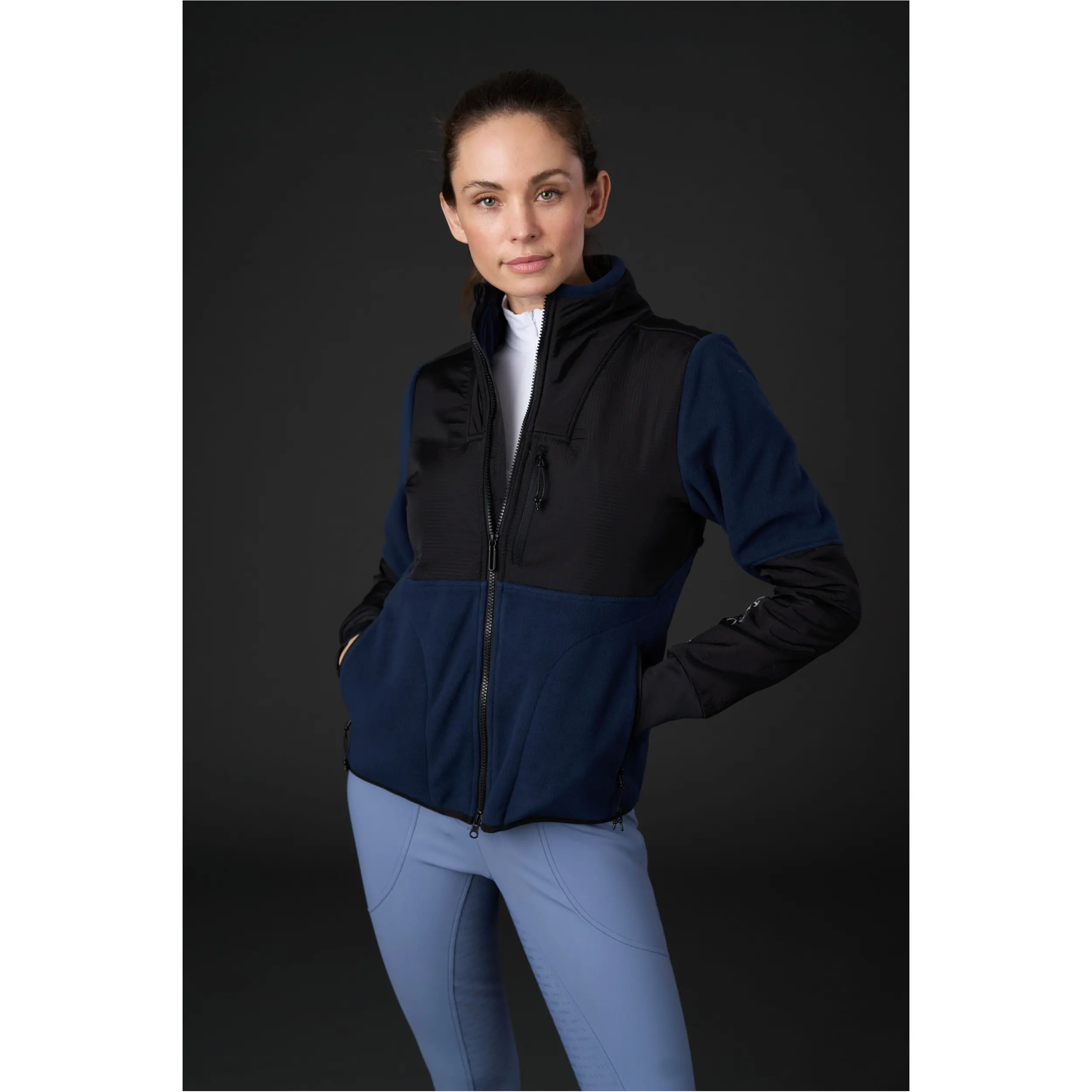 Damen Fleecereitjacke NORMA ZIP navy