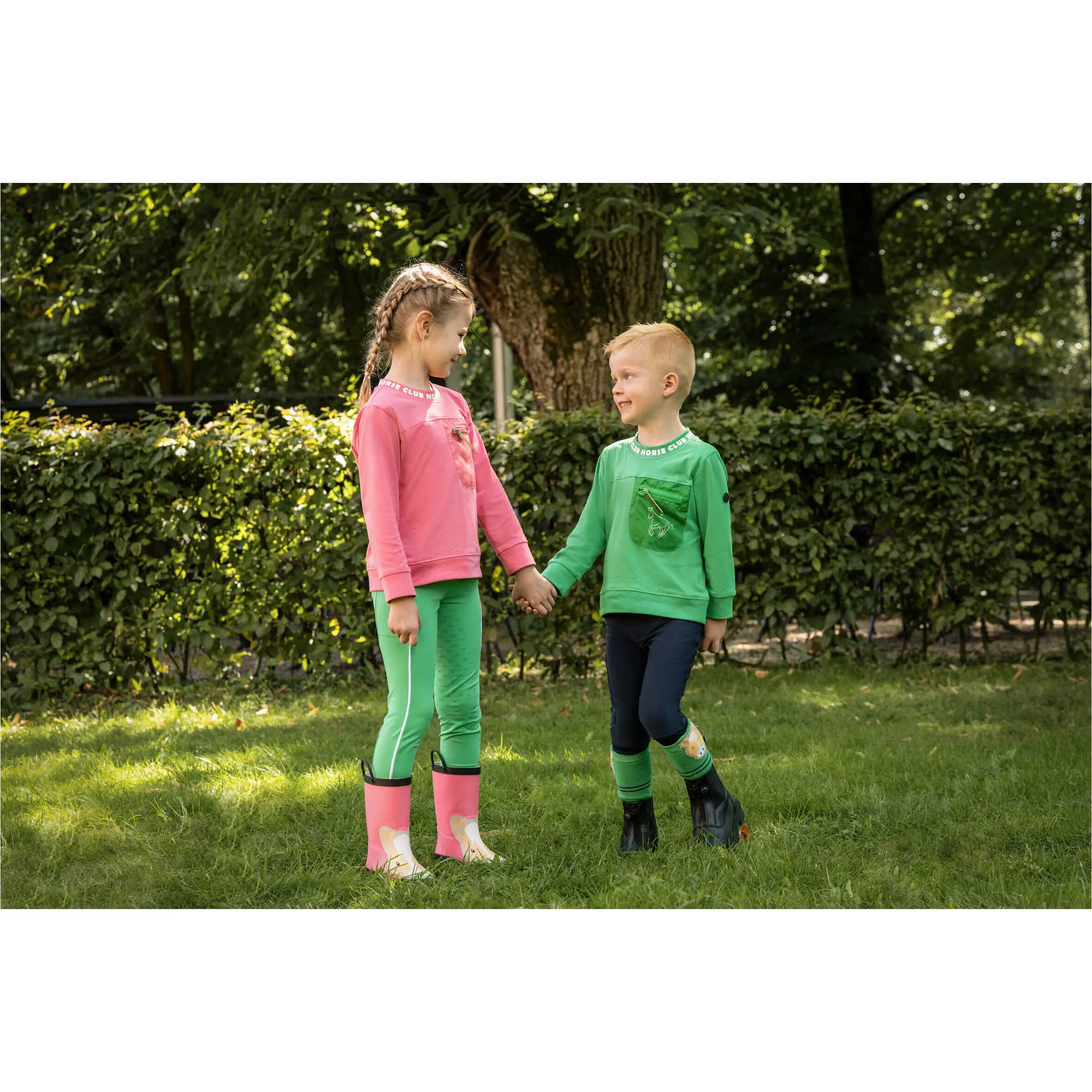 Kinder Reitleggings Silikon Vollbesatz MAUI grün