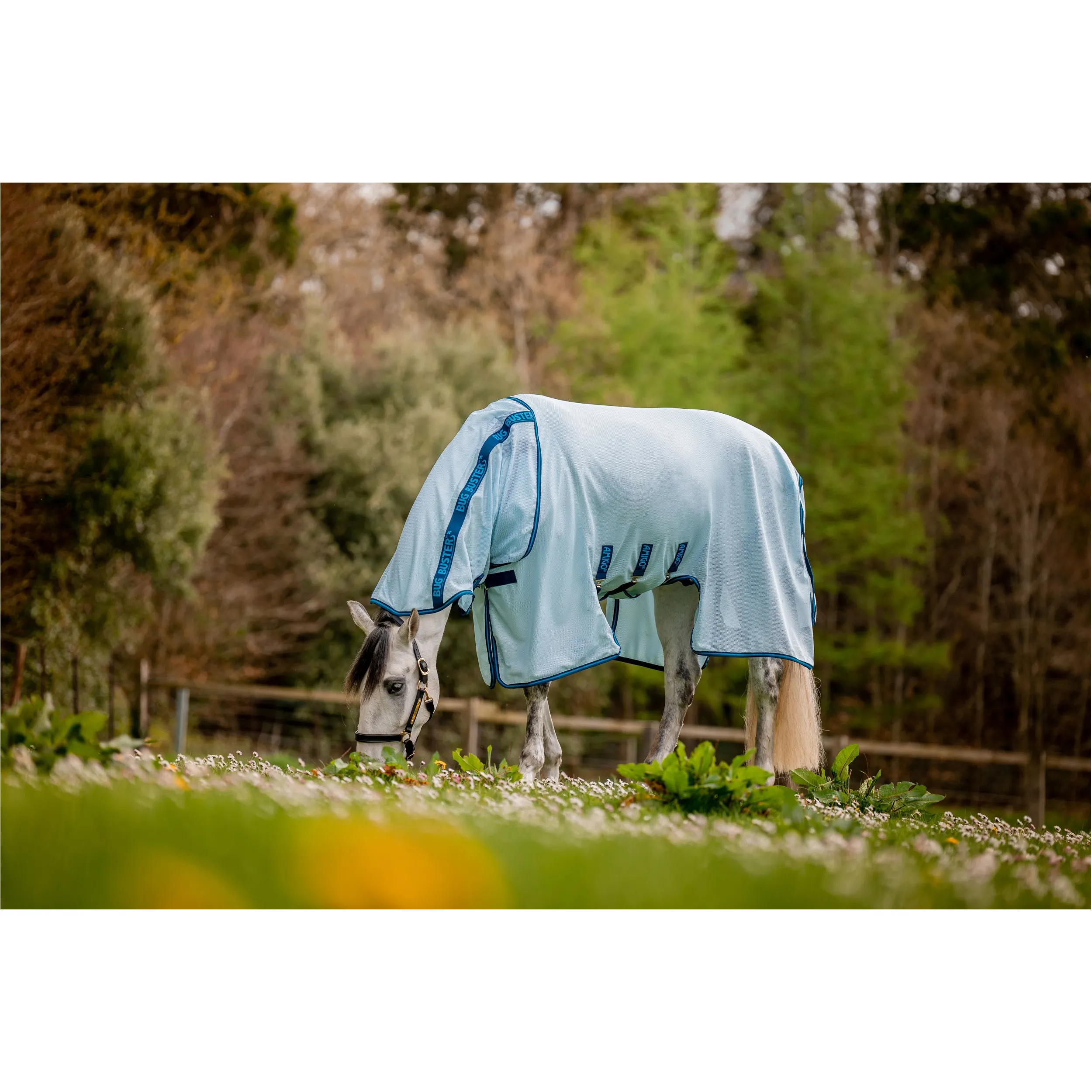 Fliegendecke mit Halsteil (abnehmbar) 600D AMIGO Bug Buster azure blue/navy/electric blue