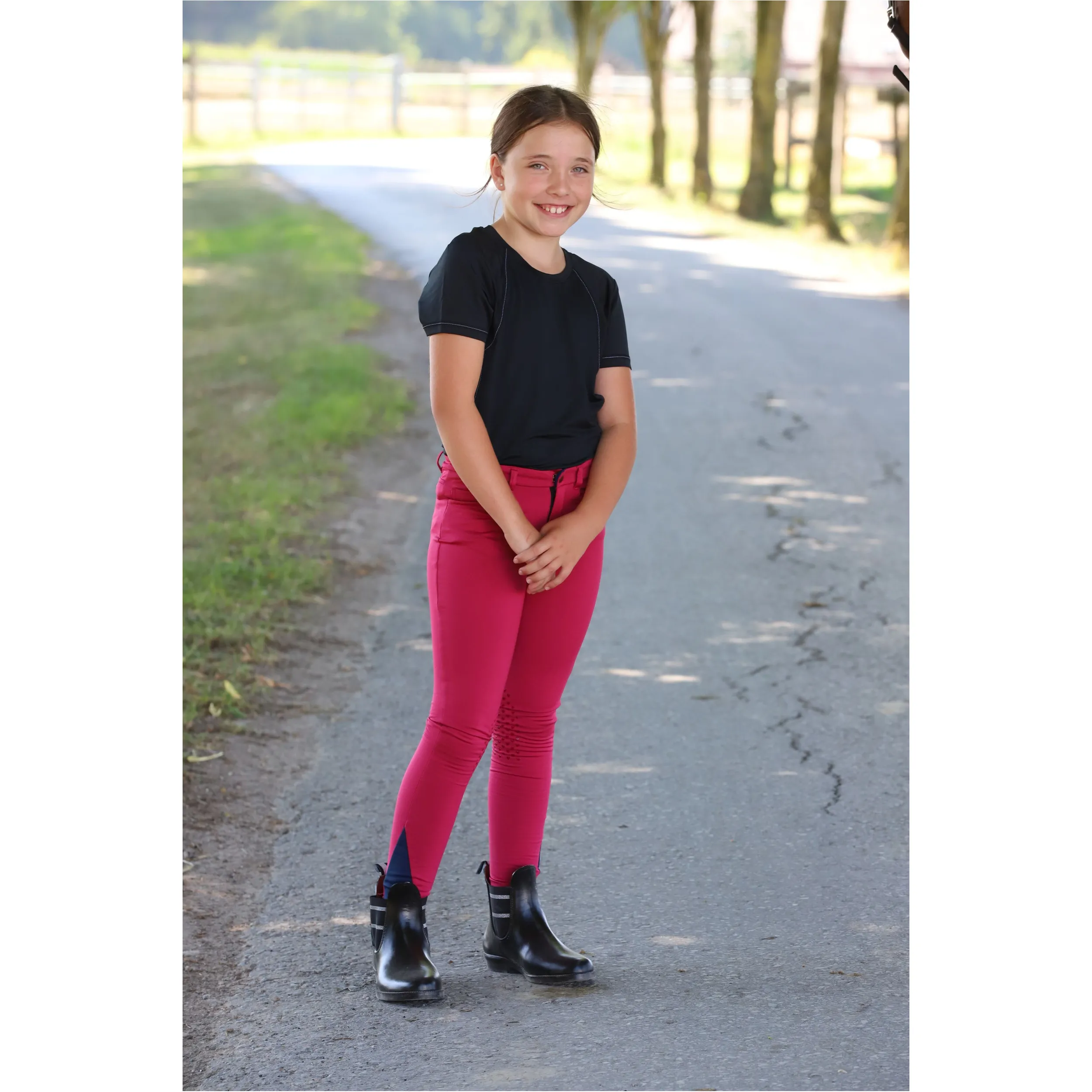 Kinder Reithose Silikon Kniebesatz COMFY cranberry