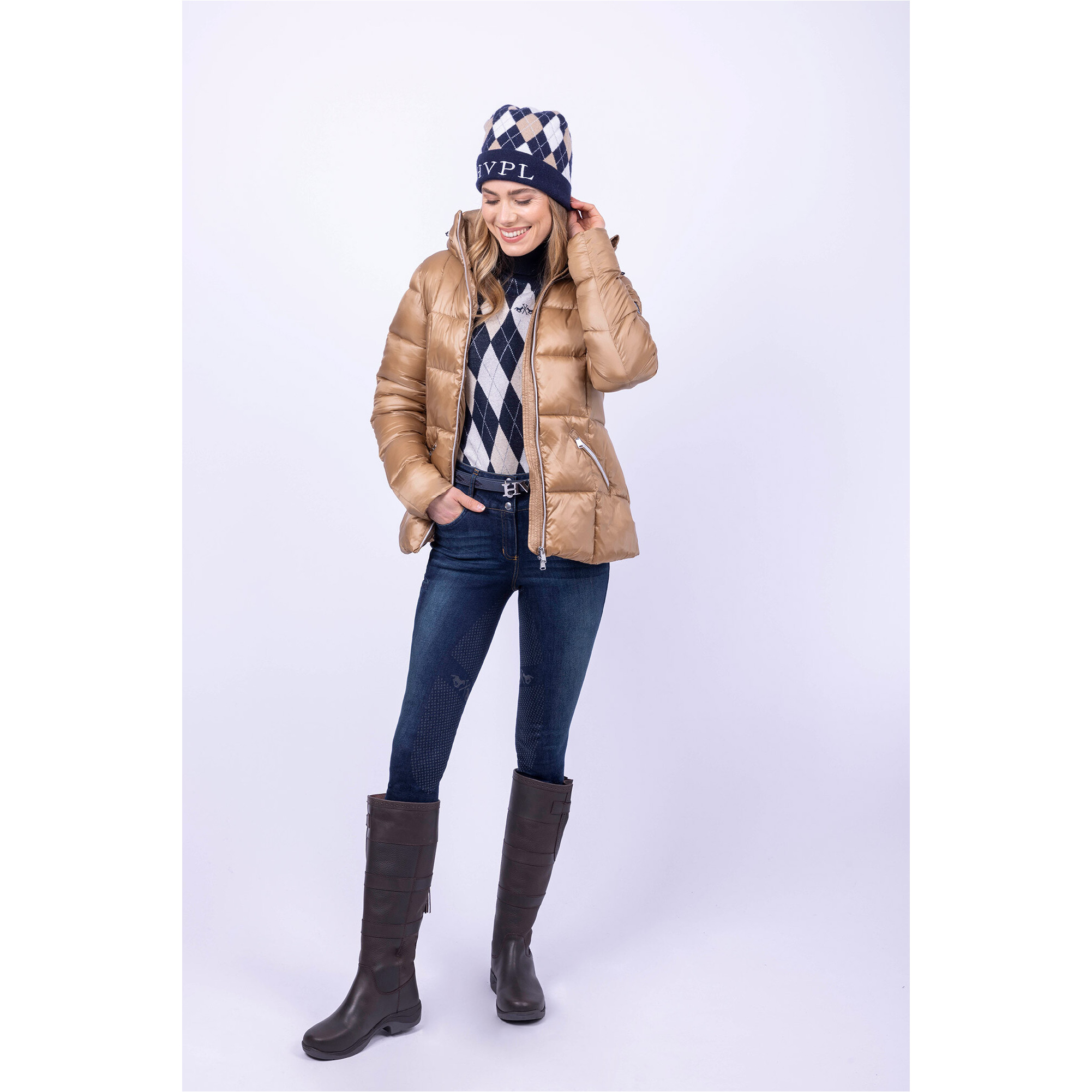 Damen Beanie HVPArgyle navy