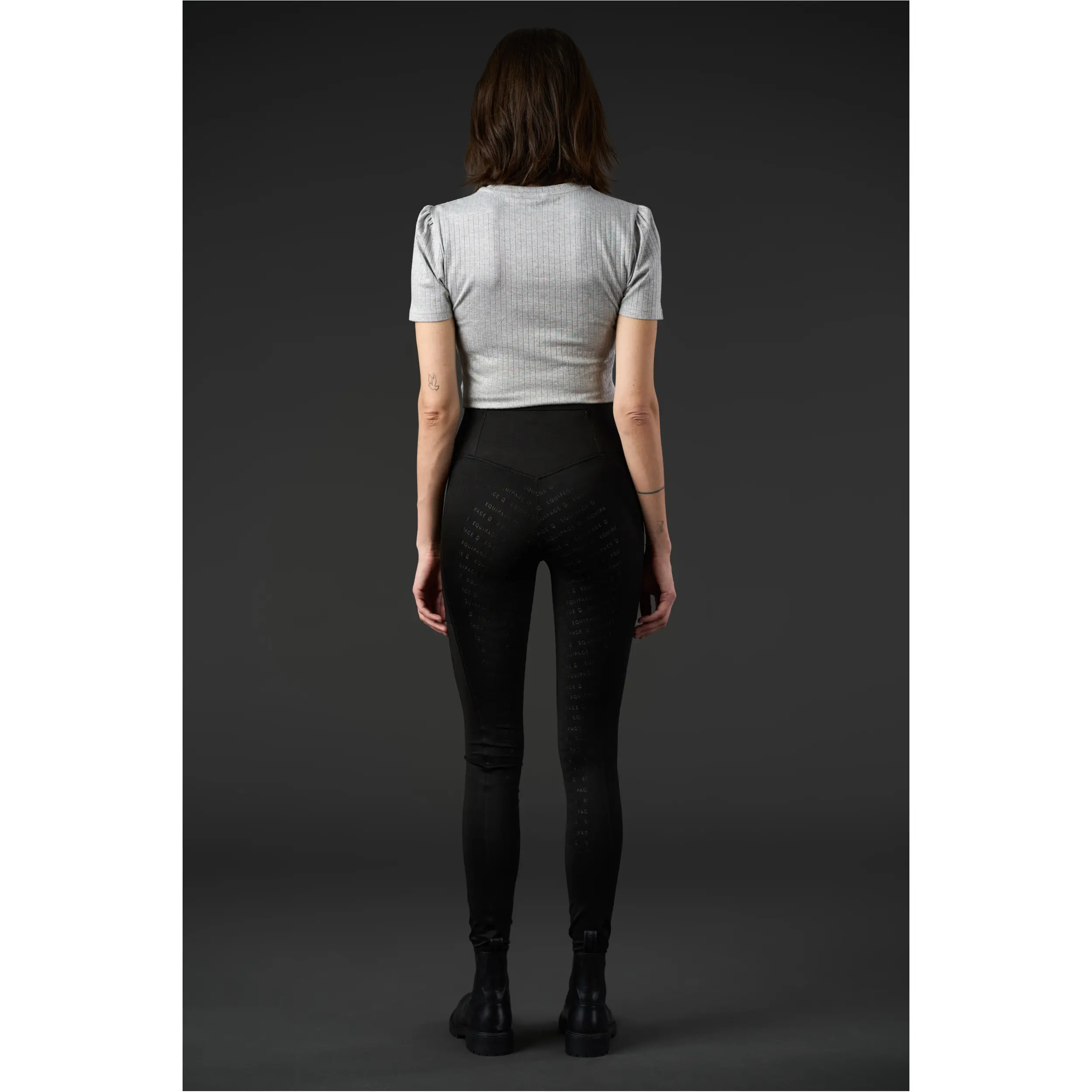 Damen Reitleggings Silikon Vollbesatz schwarz