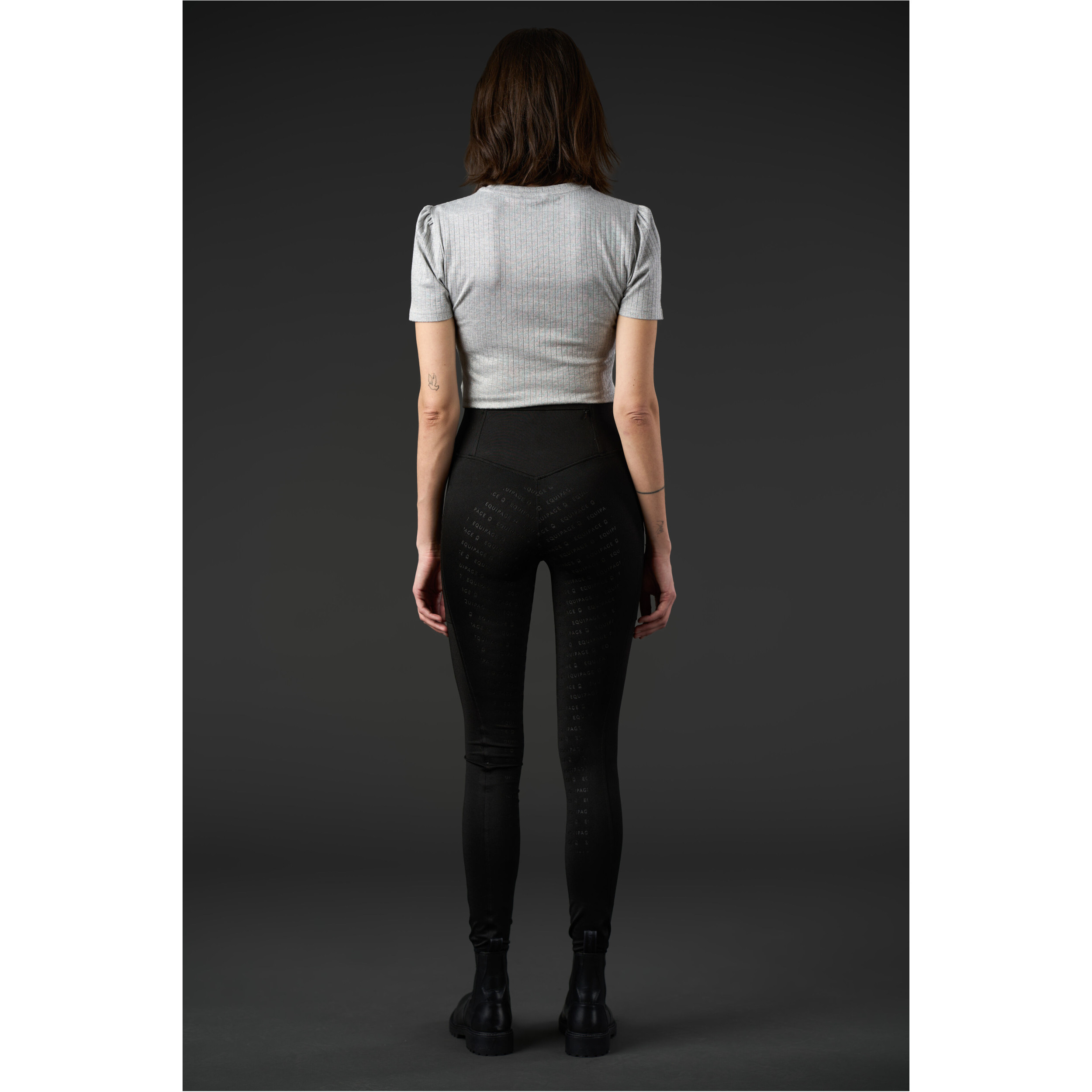 Damen Reitleggings Silikon Vollbesatz schwarz