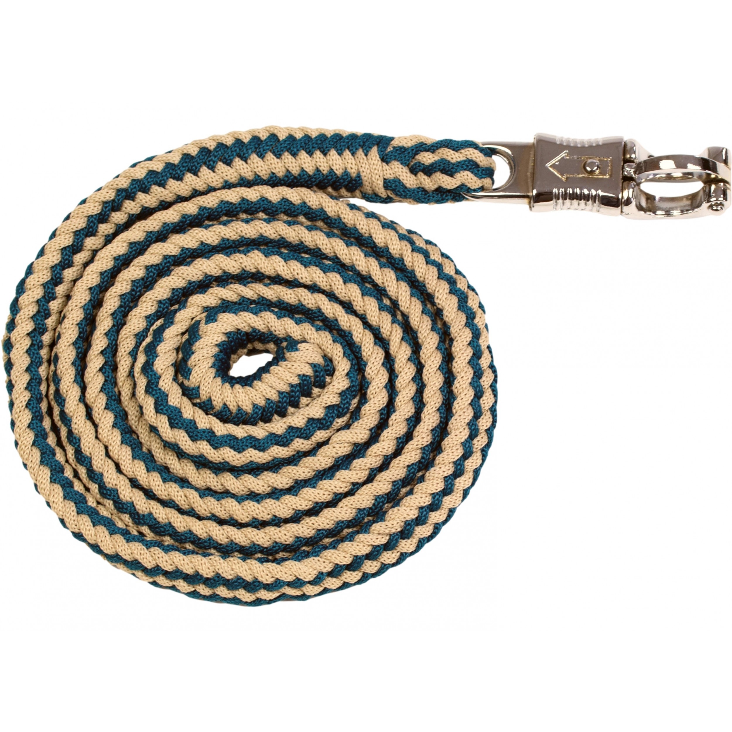Führstrick mit Panikhaken BASICLINE petrol/karamell 180cm